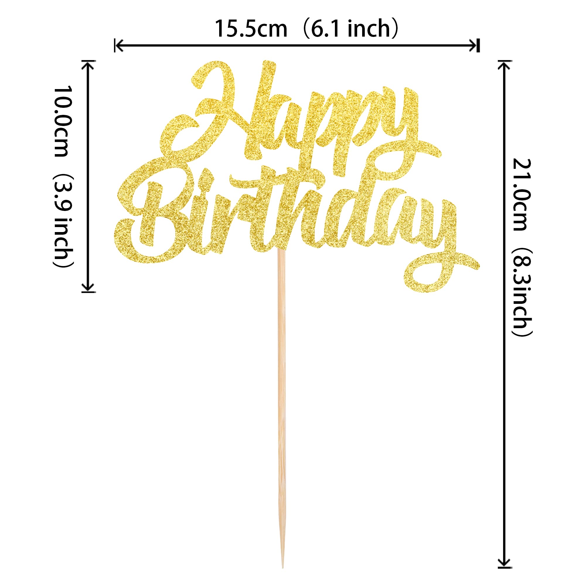 1 PCS Gold Glitter Happy Birthday Cake Topper - Elegant Cake Decorations for Baby Showers, Birthday Parties & Special Celebrations - Perfect for Wedding, Anniversary and Holiday Cakes