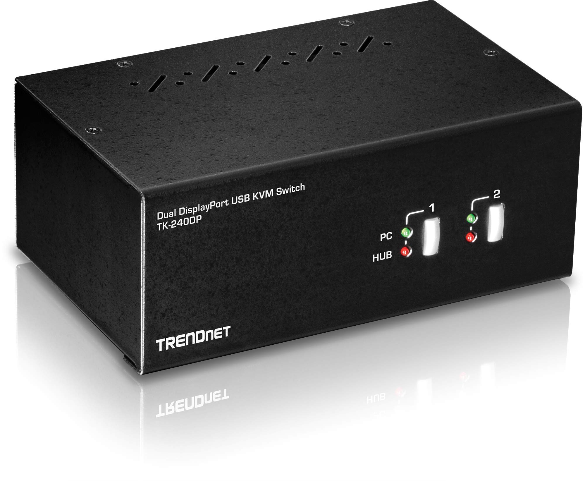 TRENDnet 2-Port Dual Monitor DisplayPort KVM Switch with Audio & USB 2.0 Hub - 4K UHD 3840x2160 Resolution for Dual DisplayPort Monitors - Ideal for Home Office, Gaming & Multi-Tasking Workstations
