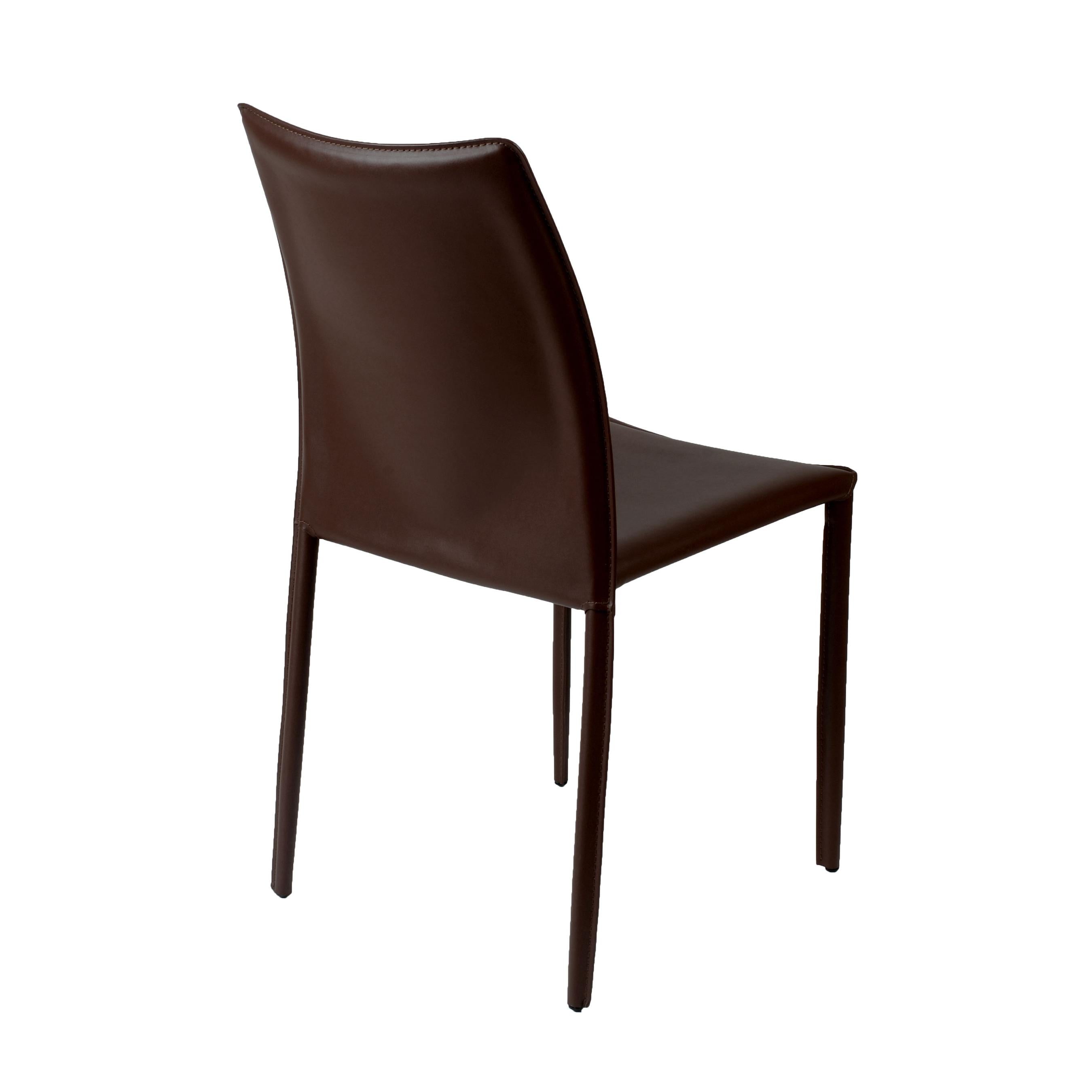 Euro Style Dalia Stacking Side Leather Chairs - Set of 2, Modern Stackable Dining Chairs for Small Spaces, Kitchen, Office or Outdoor Use
