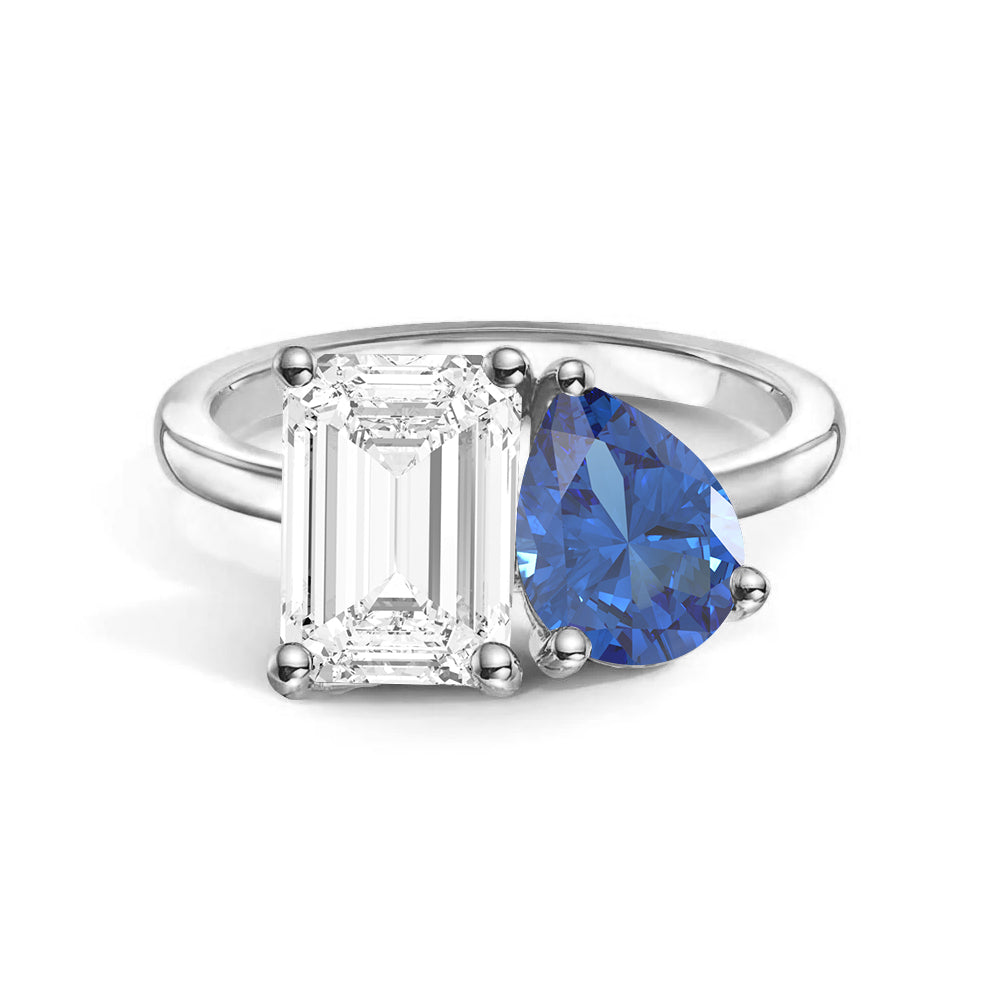 Personalized Toi et Moi Moissanite Birthstone Ring - Custom Anniversary Gift for Couples, Engagements & Romantic Occasions
