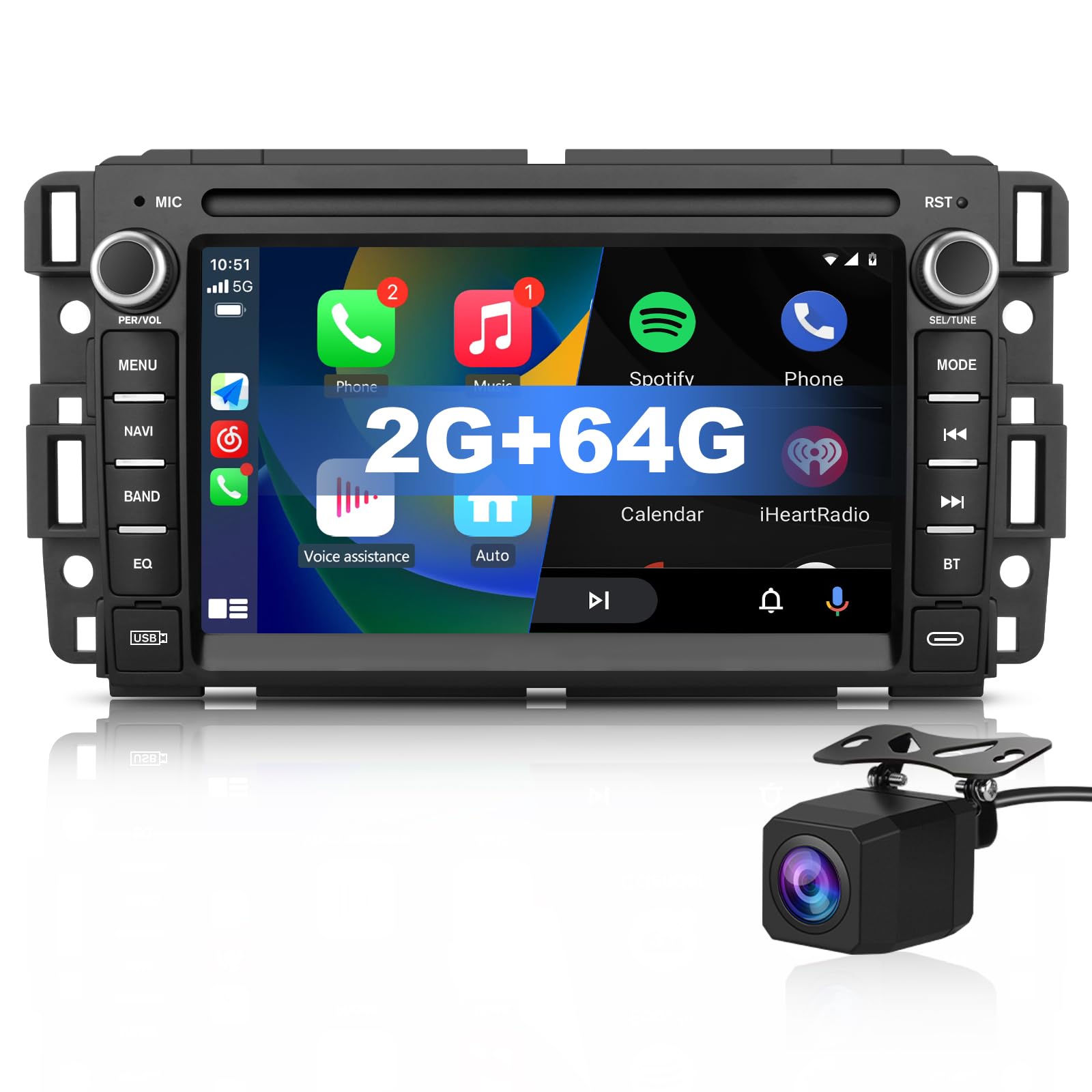 7 Inch Android 13 Car Stereo with GPS [2GB RAM+64GB ROM] - Wireless Apple CarPlay & Android Auto, Touch Screen Radio for GMC Sierra/Yukon, Chevrolet/Buick/Silverado - Perfect for Road Trips & Daily Commutes with Rear Camera Support