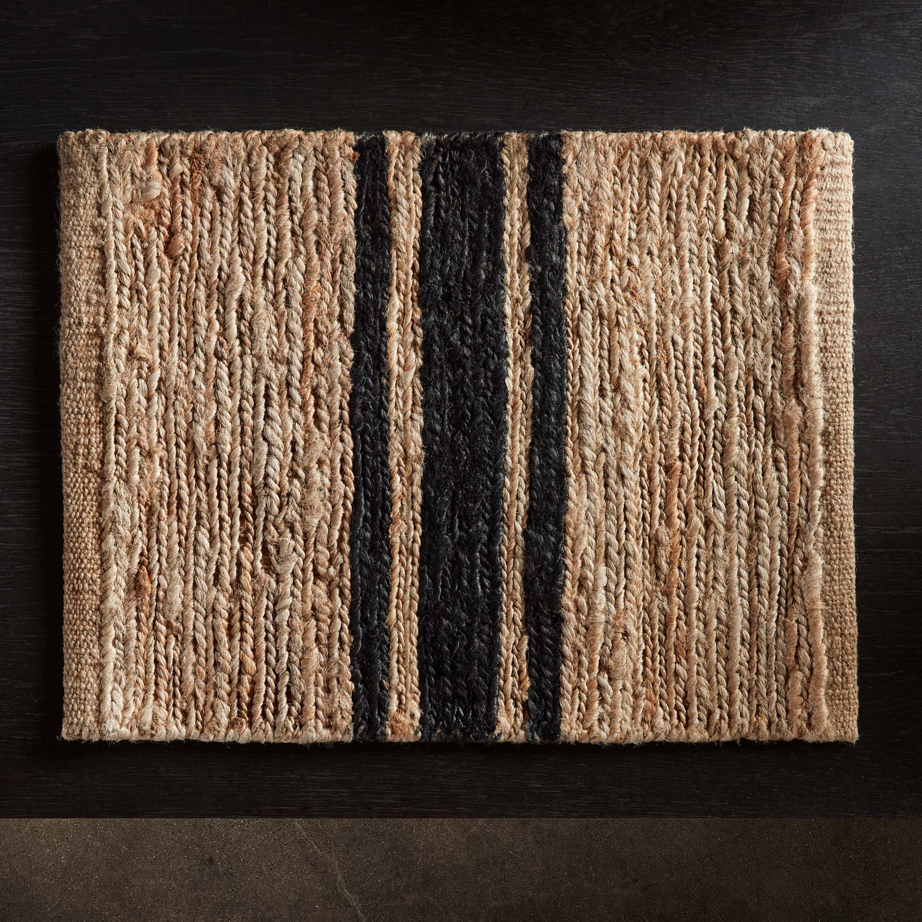 Eco-Friendly Jute Placemats Set of 4 - Natural & Charcoal Striped Table Mats for Dining, Kitchen, and Home Decor | Sustainable & Stylish Table Setting Accessories