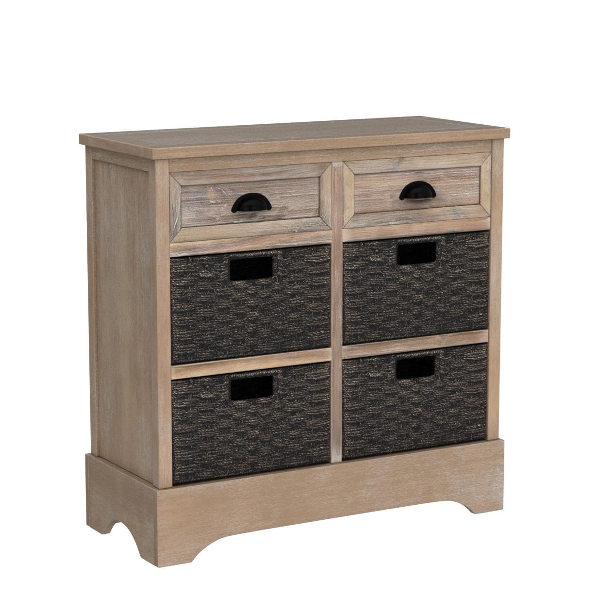 Vintage Storage Cabinet with 2 Drawers & 4 Baskets - Home Organization for Kitchen, Living Room & Entryway