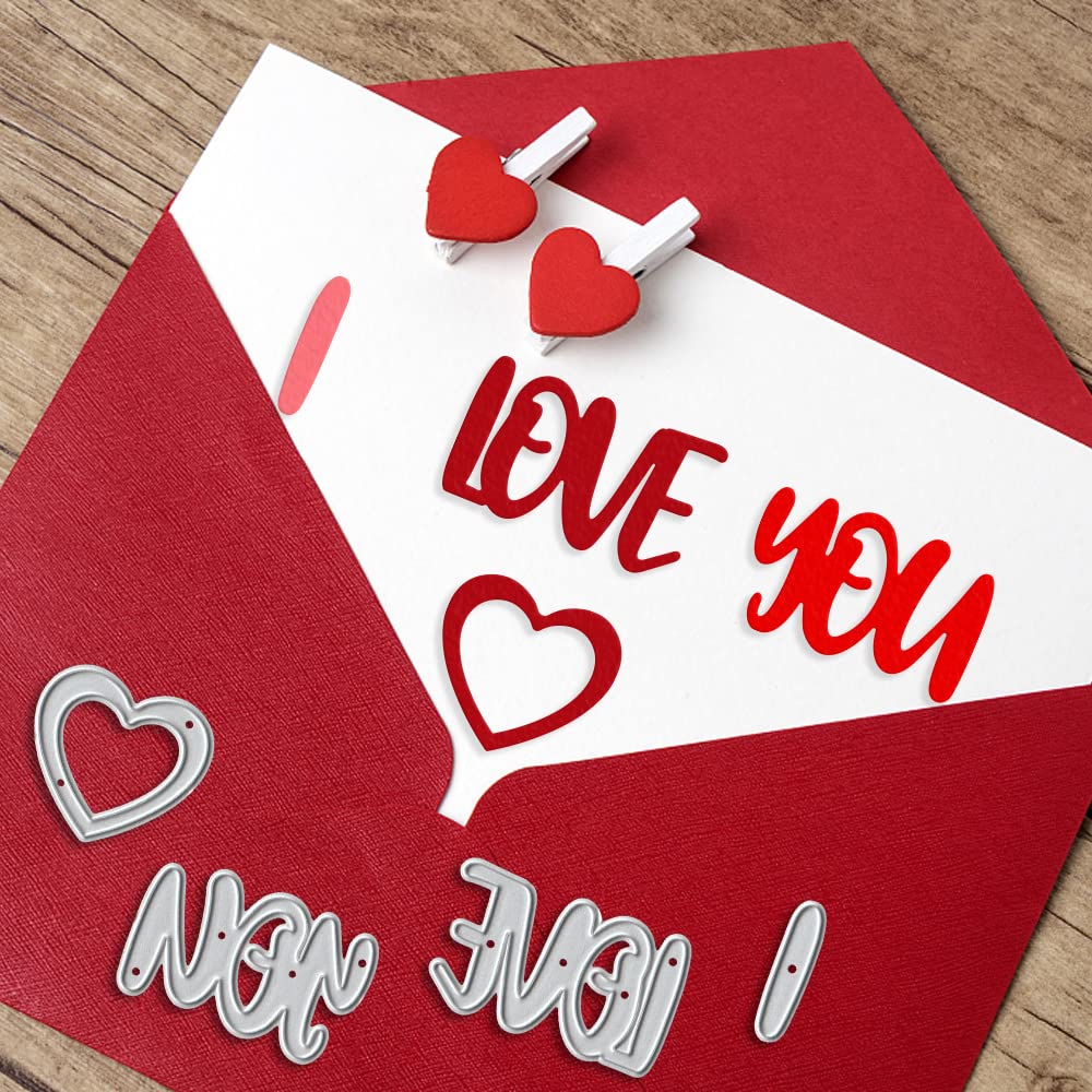 Valentine's Day Metal Cutting Dies - I Love You Words & Sentimental Die Cuts for Card Making | DIY Scrapbooking, Photo Album & Craft Decoration | Perfect for Valentine's Cards, Wedding Invitations & Romantic Gift Packaging