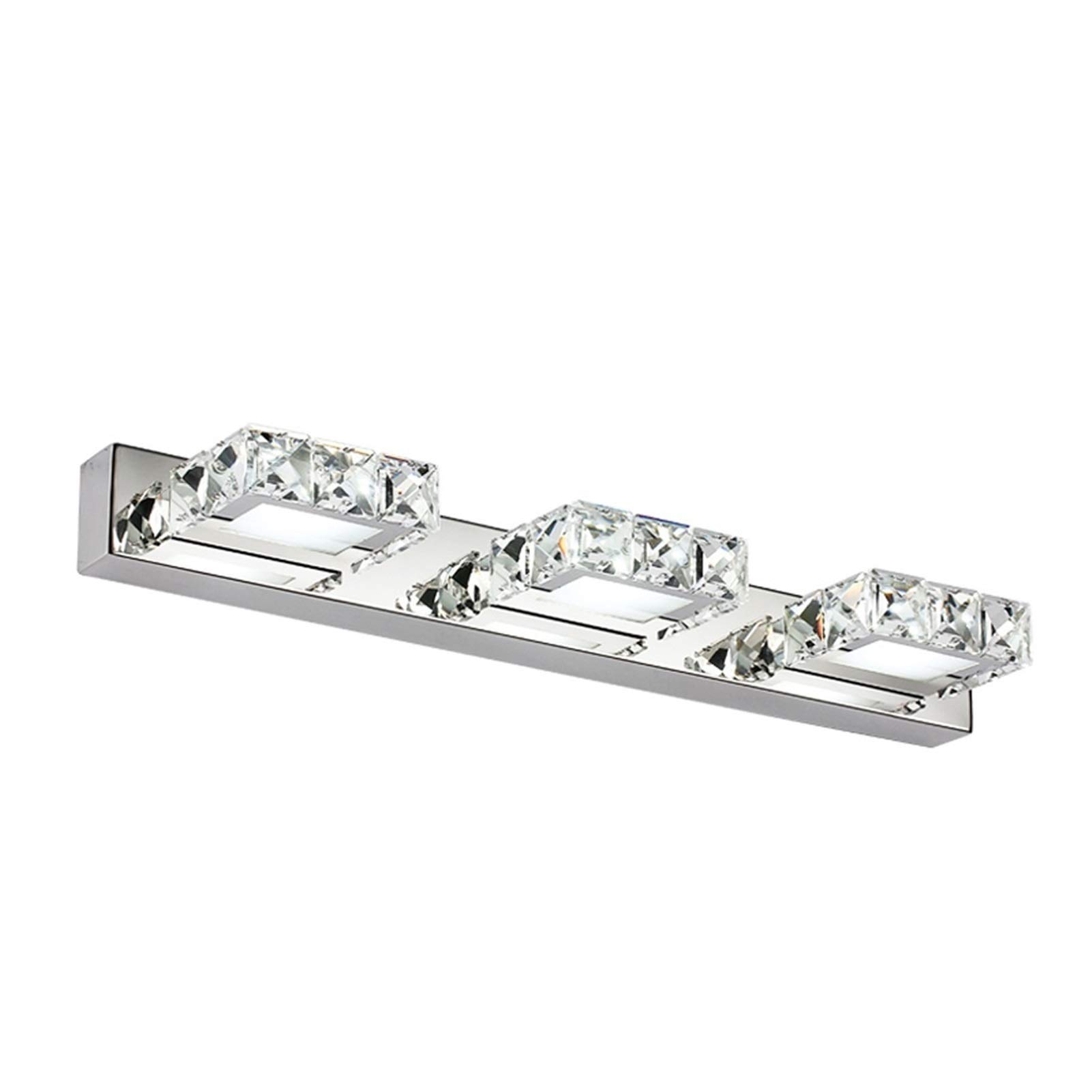 LED Makeup Mirror Light - 3 Head Square Crystal Vanity Light with White Light for Bathroom, Dressing Table & Wall Mount - Perfect for Makeup Application, Shaving & Grooming
