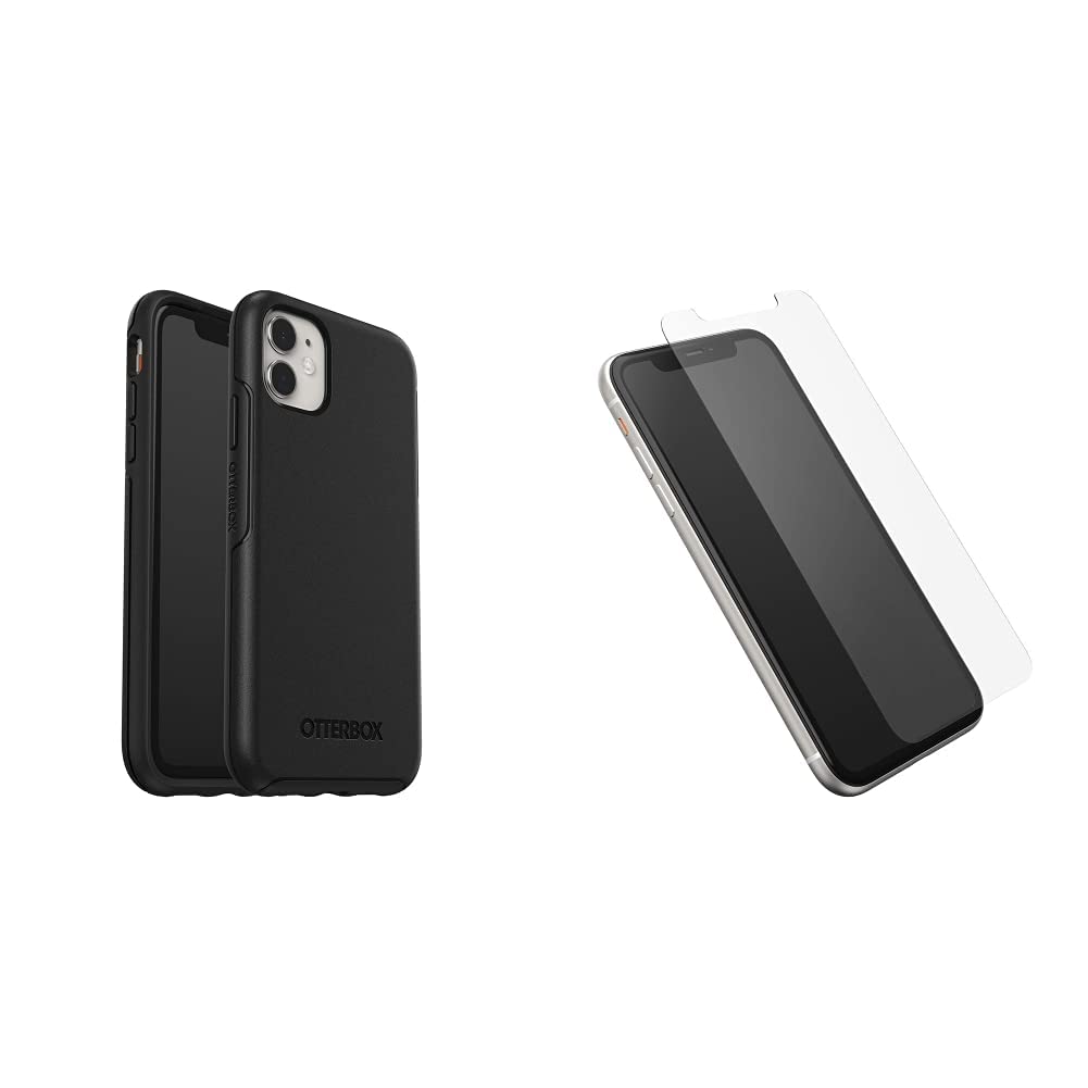 OtterBox Symmetry Series Protective Case for iPhone 11 (Black) + Alpha Glass Series Screen Protector for iPhone 11 & XR (Clear) - Shockproof Phone Cover & HD Tempered Glass - Perfect for Outdoor Activities, Work & Travel