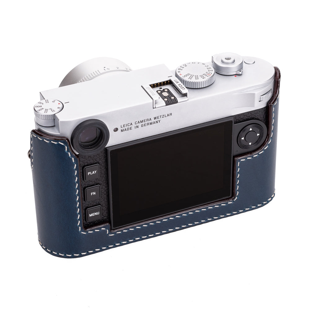 Arte di Mano Premium Half Leather Case for Leica M11 Camera - Buttero Navy Genuine Leather with Easy Battery Access | Perfect for Travel, Street & Professional Photography