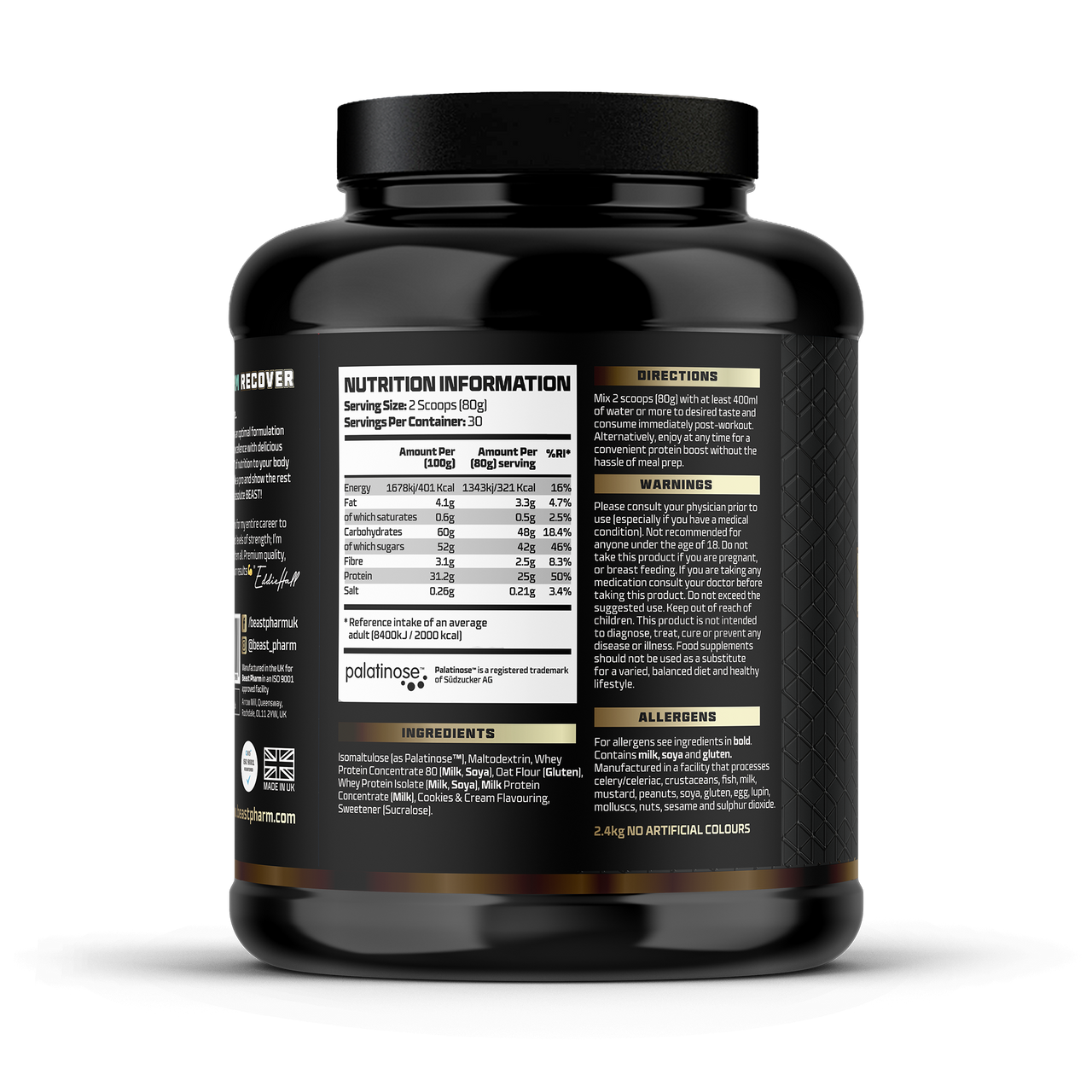 Beast Pharm Post Workout Recovery Protein Powder 2.4kg (5.3lb) - Strawberry Cheesecake Flavor - Muscle Recovery & Growth Supplement for Athletes & Bodybuilders - Ideal for Gym, Fitness & Weight Training