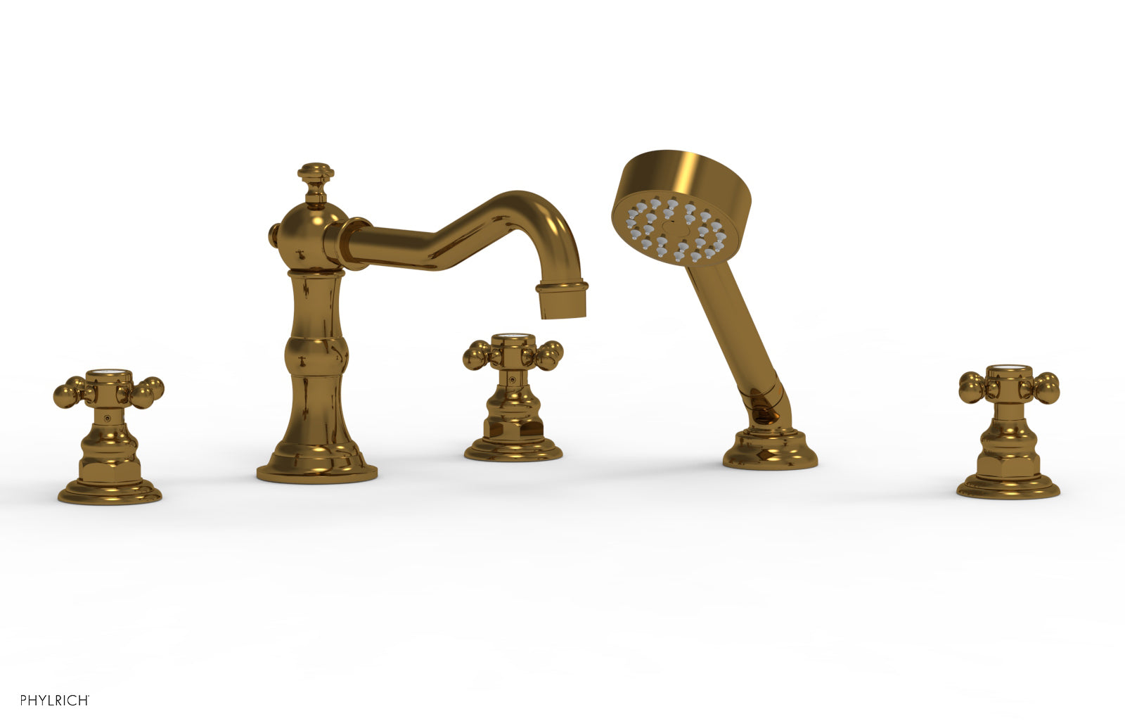 HENRI Deck Mount Tub Set with Hand Shower and Cross Handles - 161 48 - Perfect for Modern Bathroom Renovations and Spa-Like Showower Experience