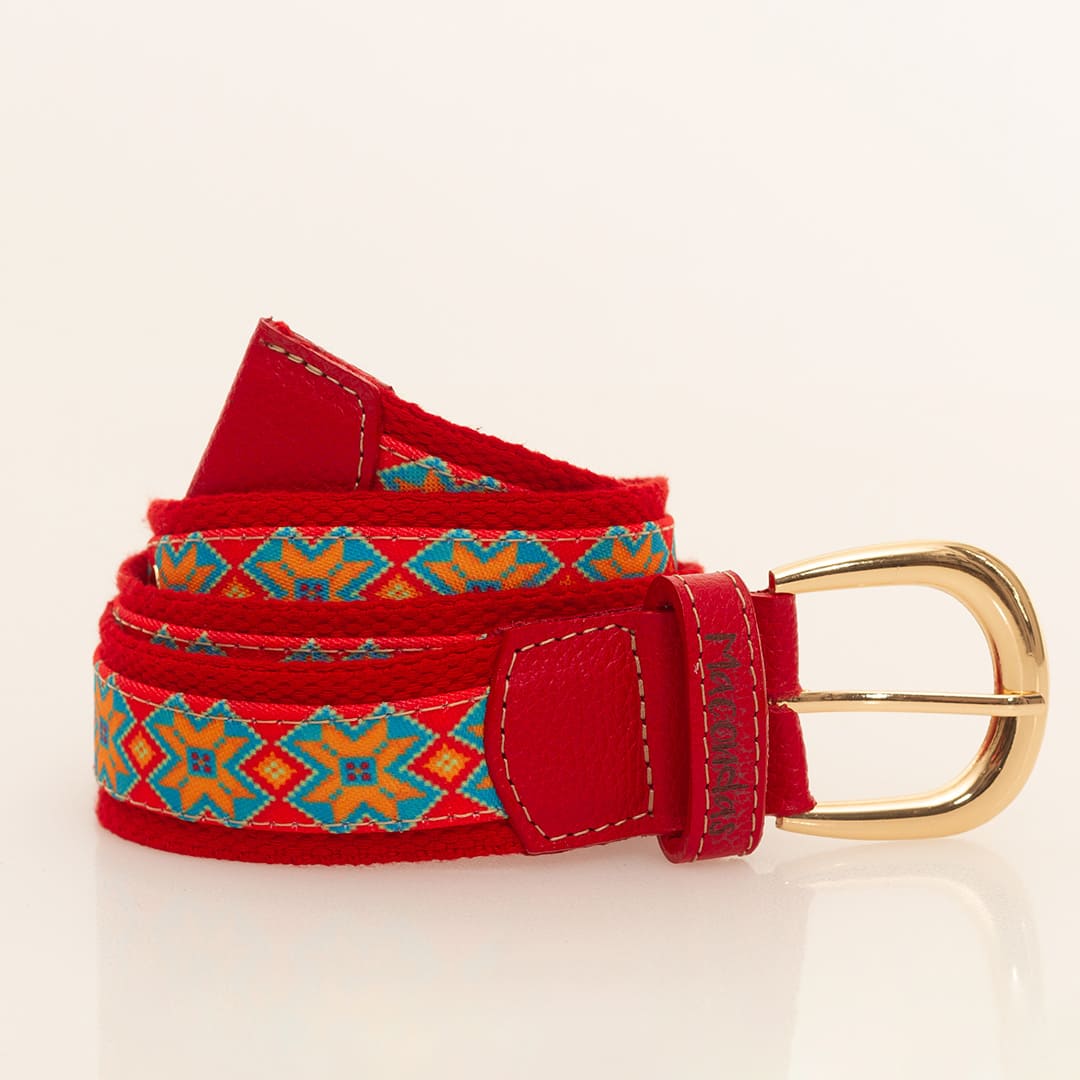 Walekerú Red Rope & Leather Belt - Handcrafted Macondas Style for Men & Women - Perfect for Western, Cowboy, and Casual Outfits