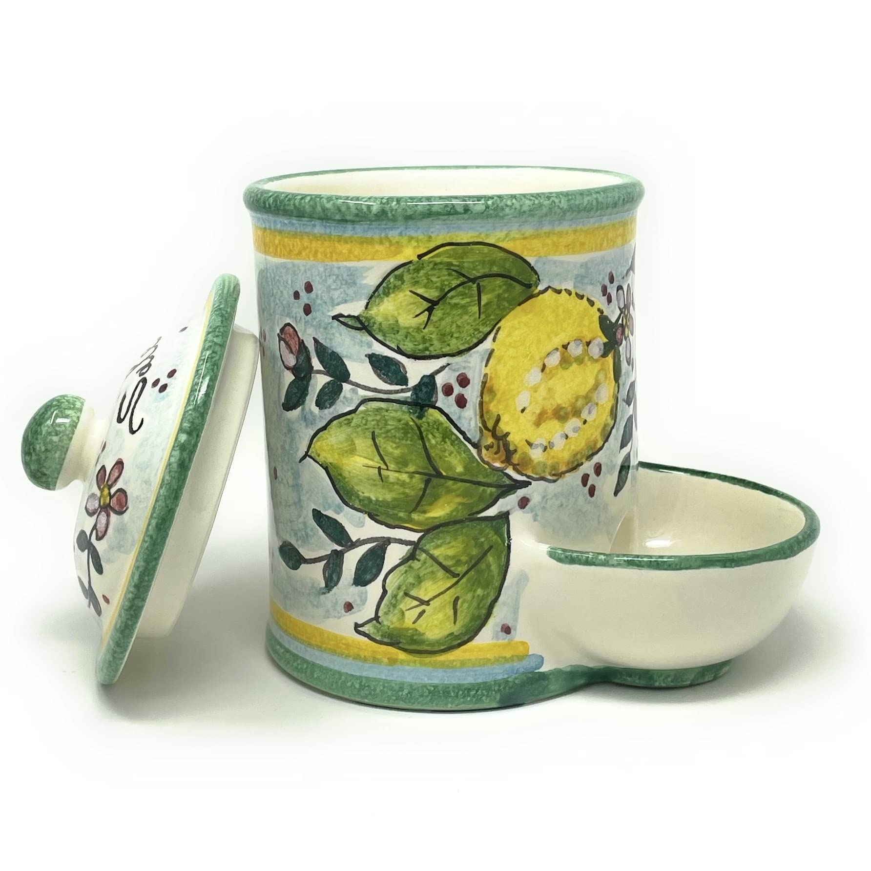 Hand Painted Italian Ceramic Salt Jar - Tuscan Art Pottery by CERAMICHE D'ARTE PARRINI, Made in Italy | Perfect for Kitchen, Dining Table & Home Decor
