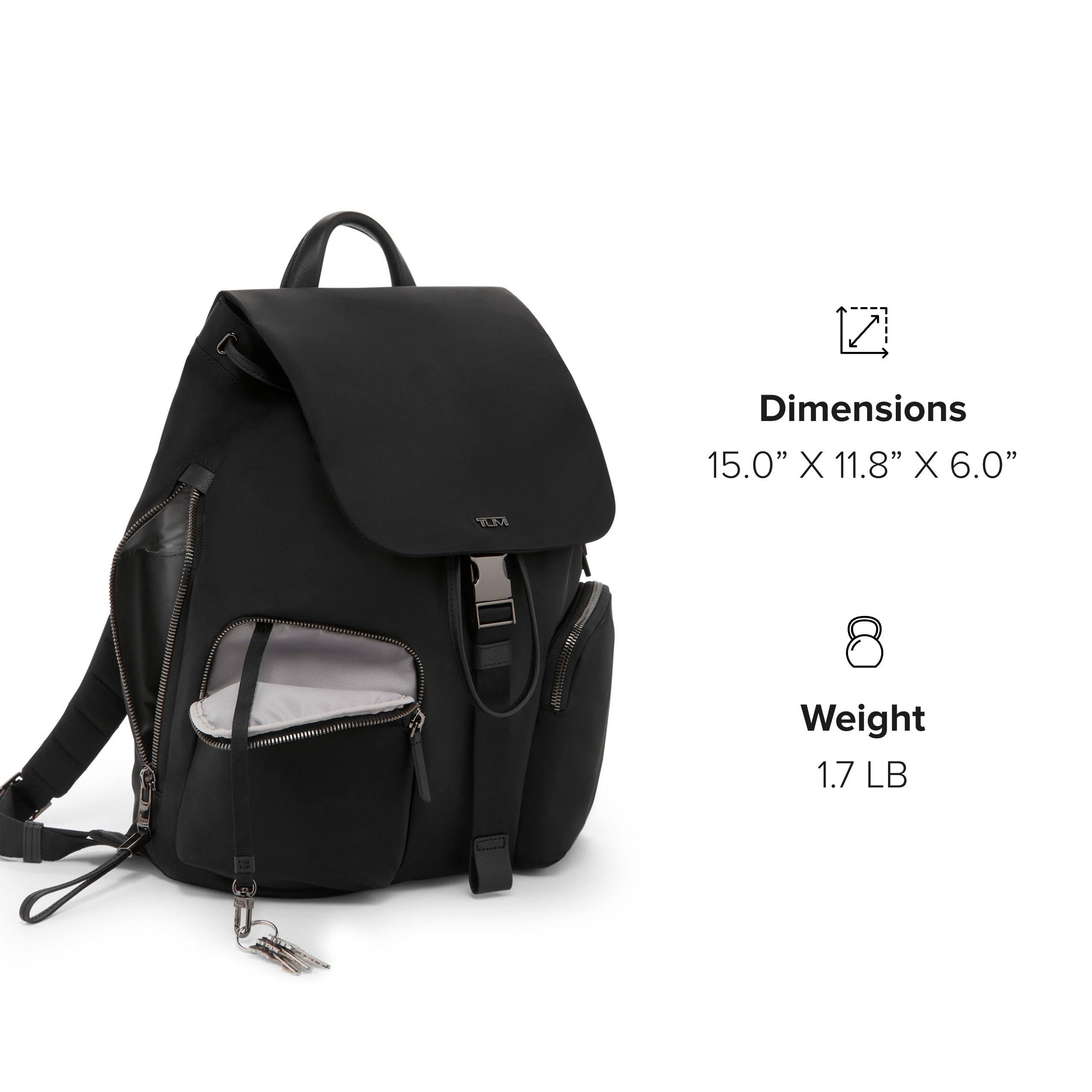 TUMI Voyageur Ramsay Backpack for Women - Stylish Laptop Backpack for Travel, Business & Work - 14 Inch Laptop Compartment - Black/Gunmetal - Perfect for Commuting, Office & College Use