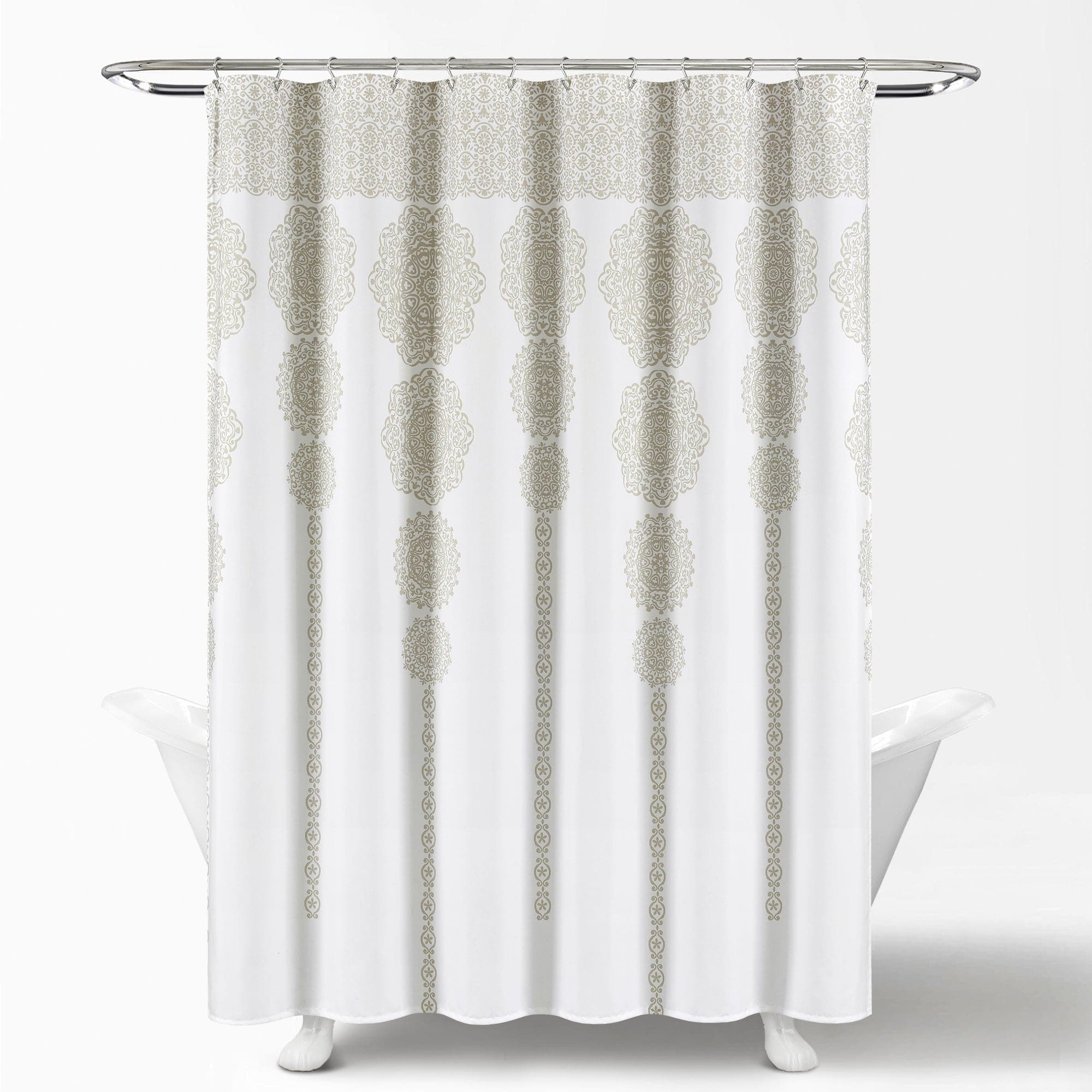 Stripe Medallion Shower Curtain - Waterproof Bathroom Decor with Modern Design for Home & Hotel Use