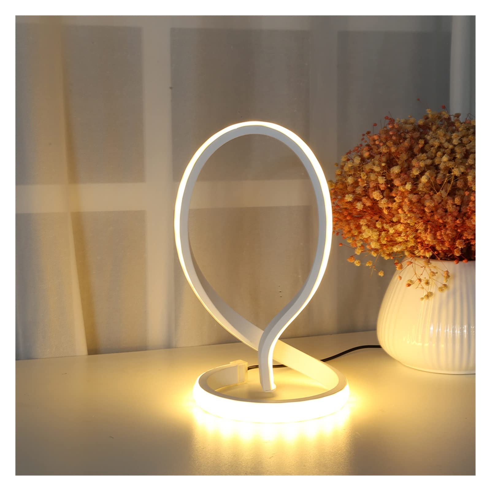 TOMYEUS LED Desk Lamp with USB Charging Port, Adjustable Height & Touch Control - Warm White Light, Modern Spiral Table Lamp for Bedside, Living Room, Office & Study (Night Light, Reading Lamp)