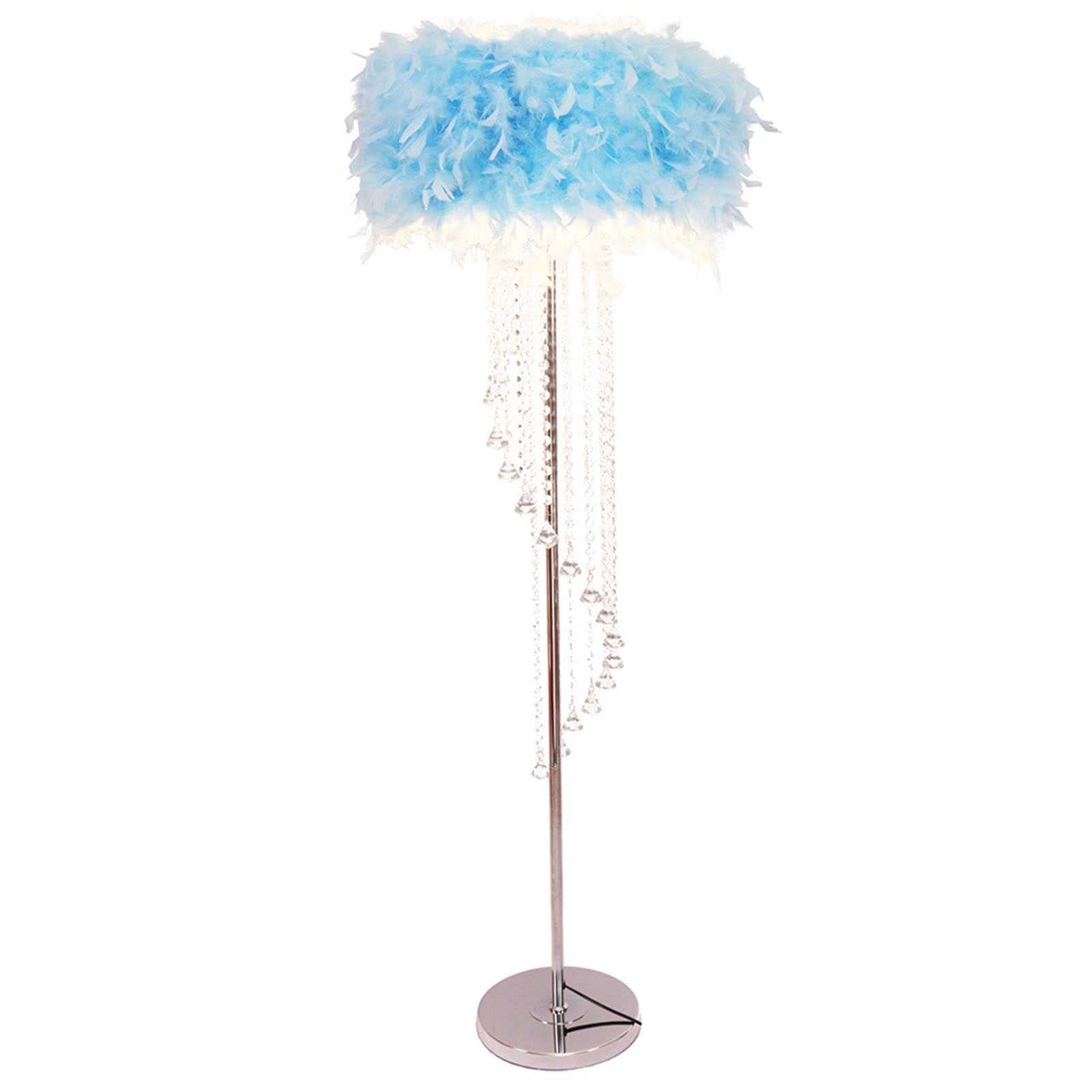 Modern Nordic Feather Floor Lamp with K9 Crystal Tassels - Elegant Standing Light for Bedroom, Living Room, Study & Girls Room | Perfect for Cozy Reading Nook, Romantic Ambiance & Home Decor
