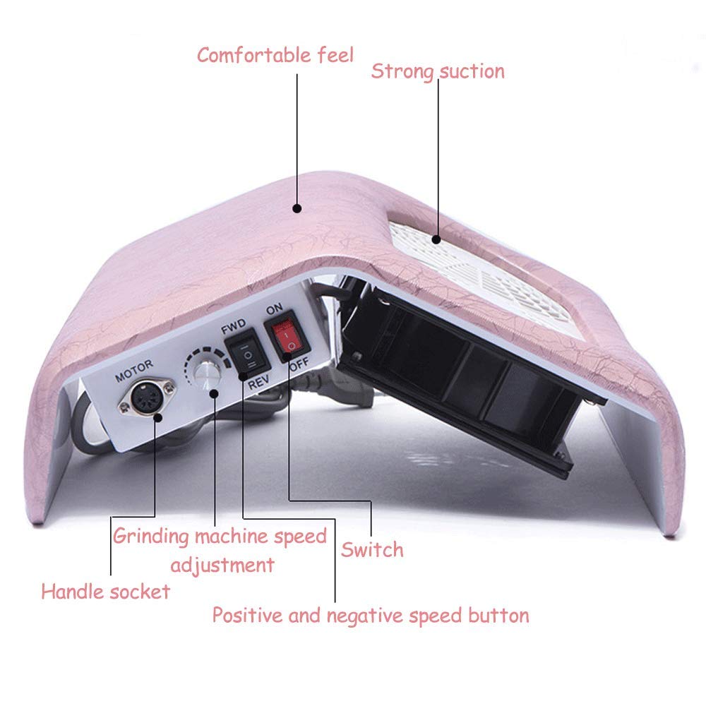 Professional Electric Nail Drill Machine with Vacuum Dust Collector - Acrylic Gel Nail File & Polisher for Fast Manicure & Pedicure (White) | Perfect for Salon, Home Use & Professional Nail Technicians