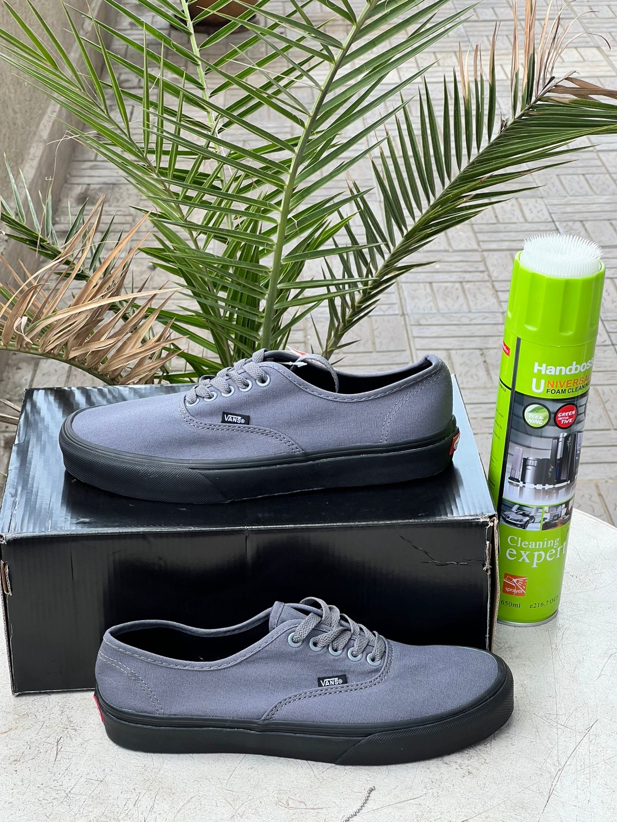 Vans Grey Canvas & Black Sole Sneakers - Classic Low Top Skate Shoes for Men & Women - Perfect for Casual Wear, Street Style & Skateboarding
