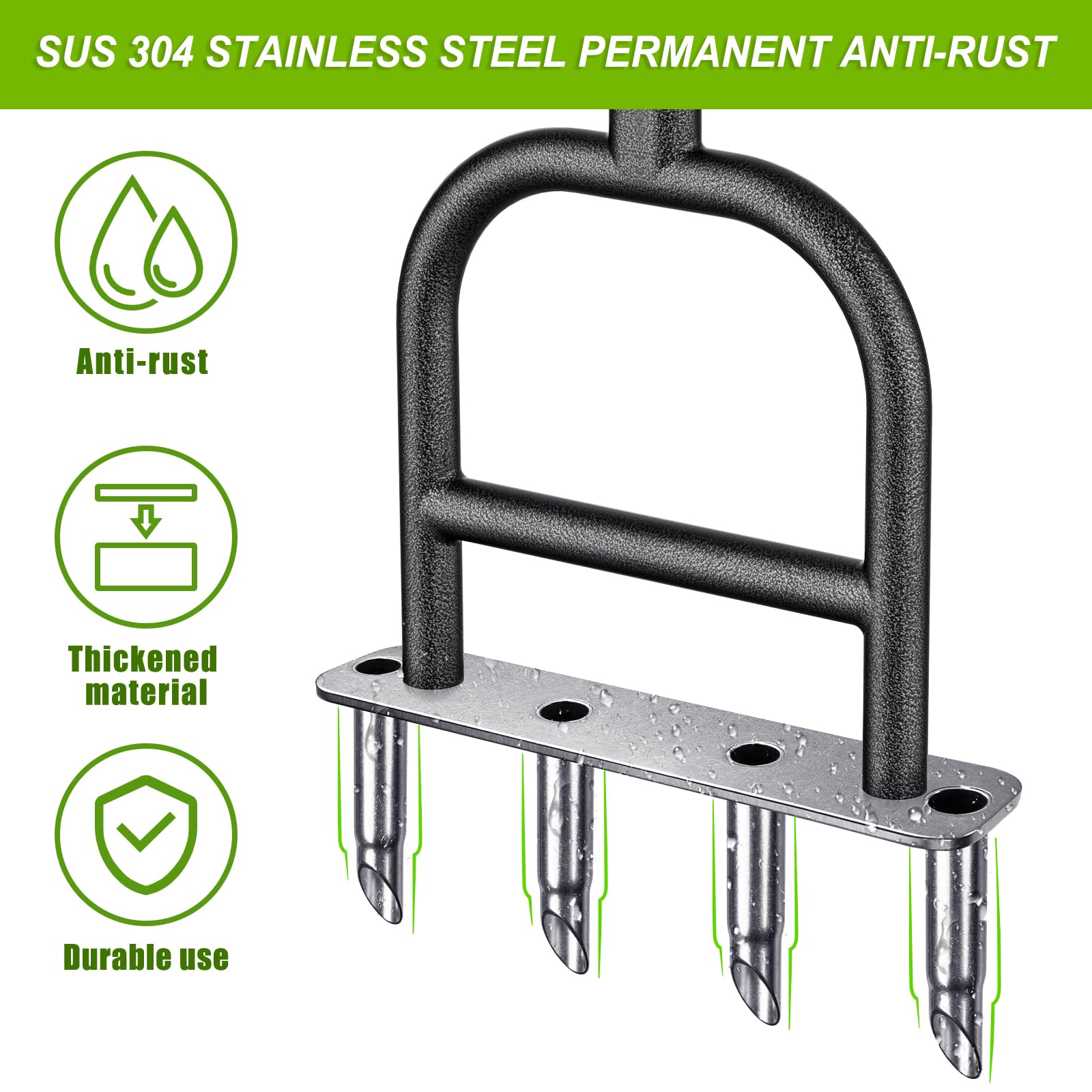 Dolibest Manual Lawn Coring Aerator Tool - 4 Stainless Steel Corer Plug with Soft Rubber Grip for Soil Aeration, Grass Health & Garden Maintenance - Perfect for Lawn Care, Yard Improvement & Soil Loosening