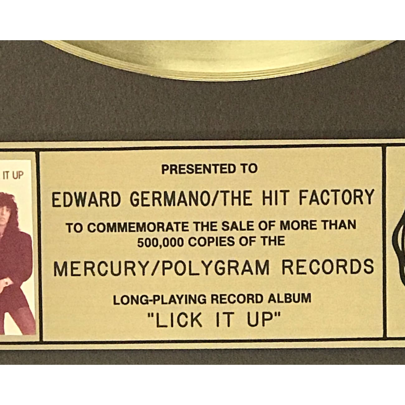 KISS Lick It Up RIAA Gold Album Award - Official Certified Music Collectible for Fans & Memorabilia Enthusiasts - Perfect for Home Display, Music Room Decor, or Gift for Rock Music Lovers