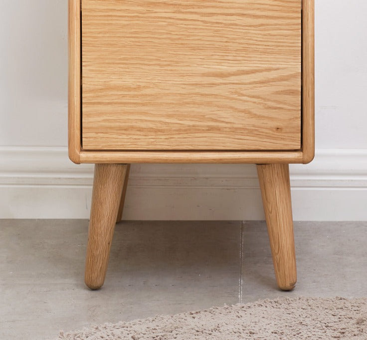 Solid Wood Ultra Narrow Nightstand - Oak, Rubber, Cherry - Perfect for Small Bedrooms, Apartments & Tight Spaces