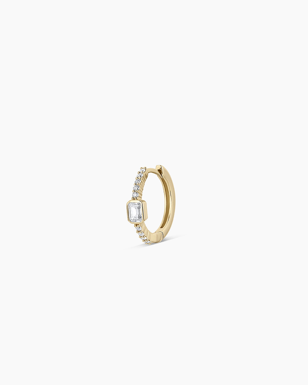 Lab Grown Diamond Emerald Single Huggie Earrings for Women - Dainty & Elegant Hoop Earrings for Everyday Wear & Special Occasions