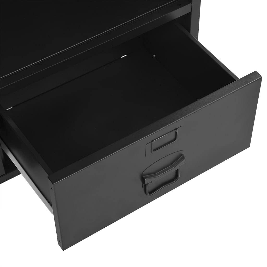 Industrial Black Steel Bookshelf 35.4