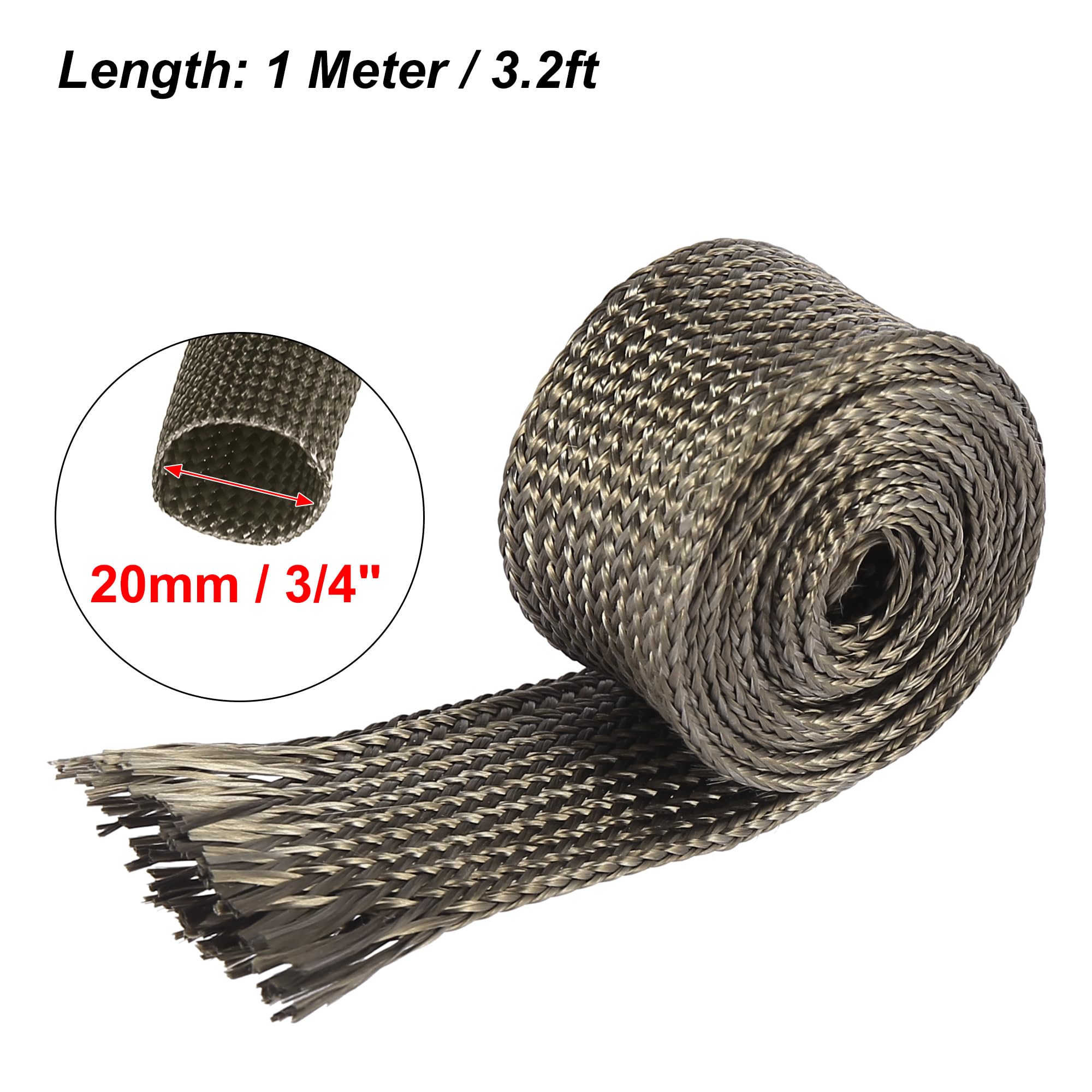 X AUTOHAUX Fiberglass Heat Shield Sleeve - 3.2ft 20mm (3/4