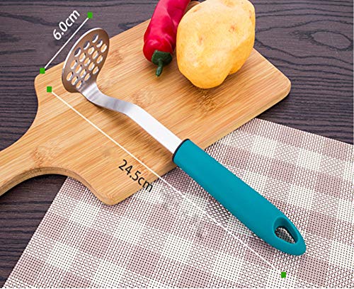 Premium 304 Stainless Steel Potato Masher - Heavy Duty Bean & Vegetable Masher for Smooth Puree - Perfect for Mashed Potatoes, Baby Food & Cooking Prep