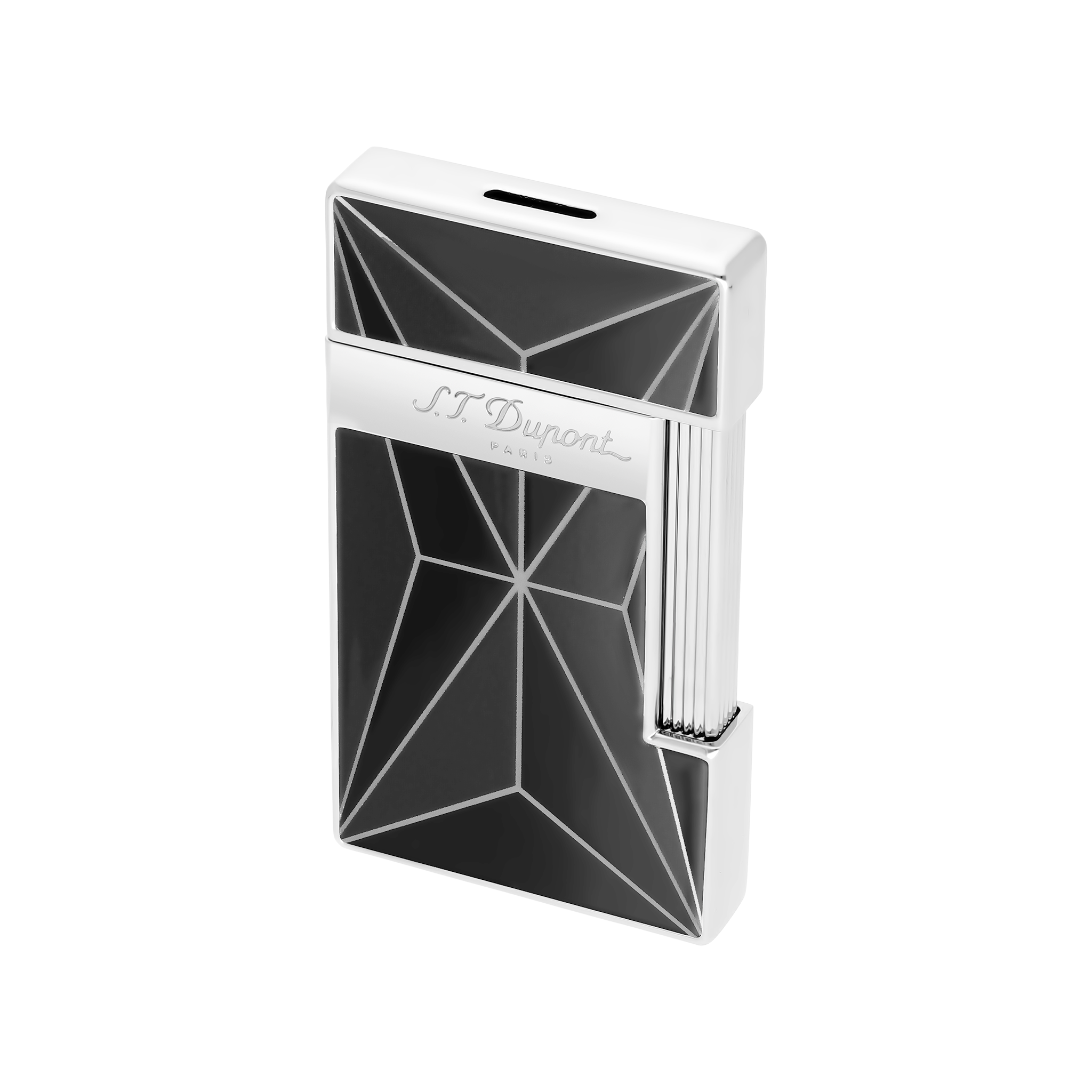 S.T. Dupont Fire X Black & Chrome Slim Lighter - Premium Butane Cigar & Cigarette Accessory for Home, Office & Outdoor Use