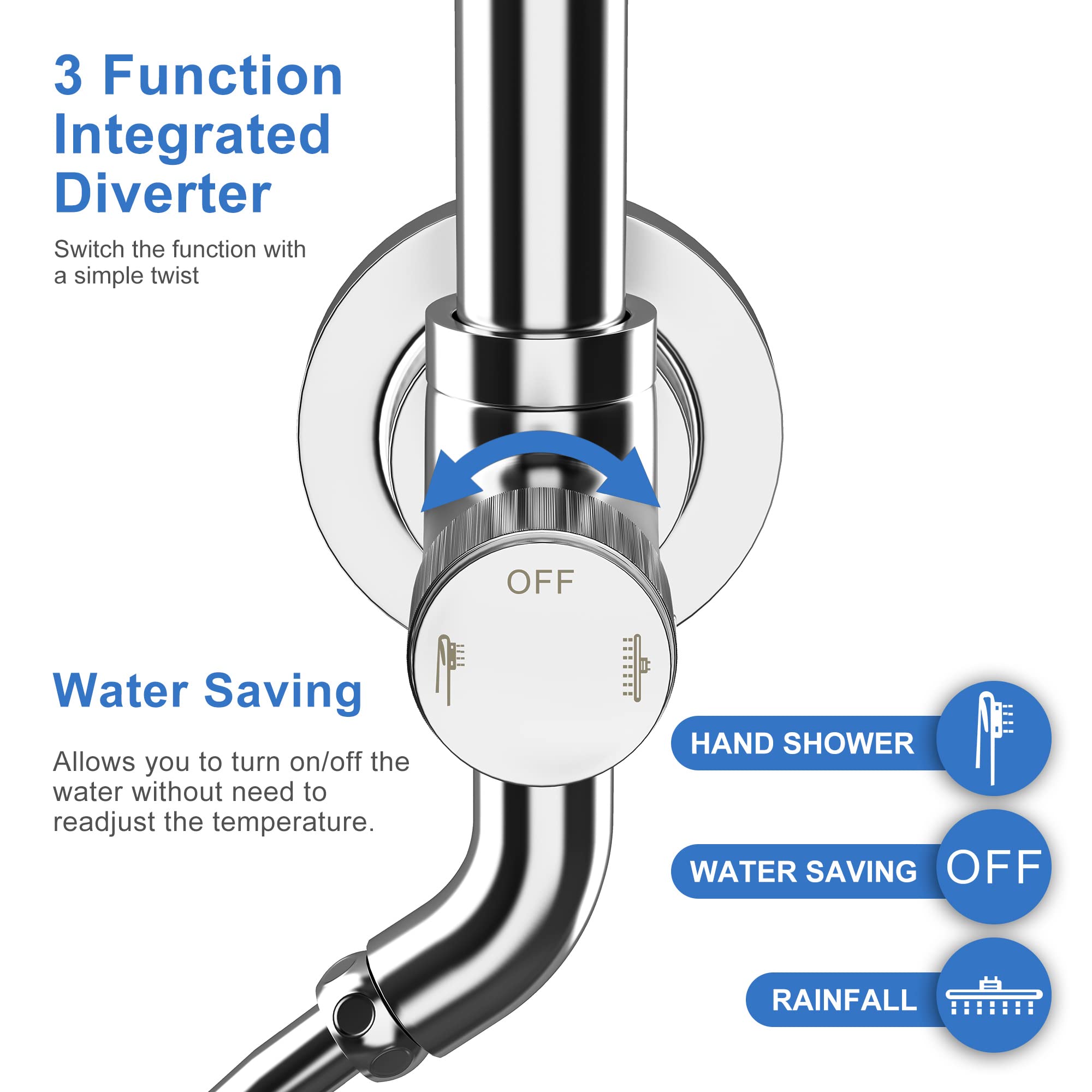 Tearel 9 Inch Rainfall Shower Head and Handheld Shower Combo with Adjustable Slide Bar - Chrome Finish for Luxurious Spa-Like Bathroom Experience | Perfect for Master Bathroom Renovation & Relaxing Shower Time