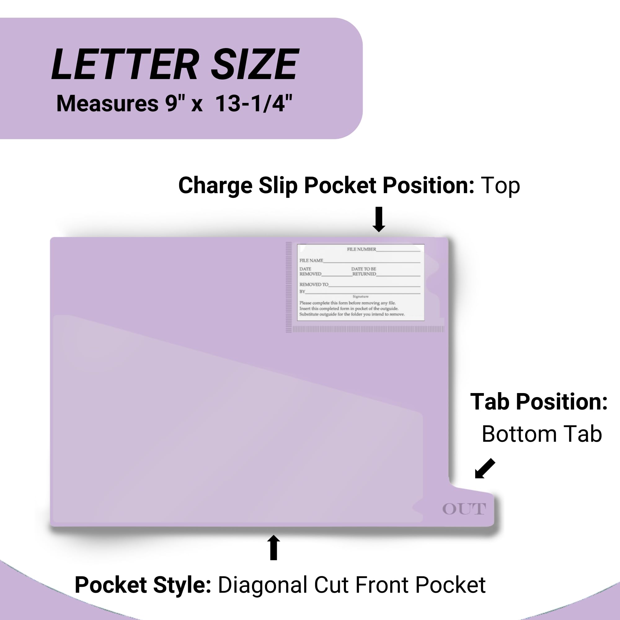 Vinyl File Folders with Diagonal Cut Front Pocket & Top Slip Pocket - Letter Size 9