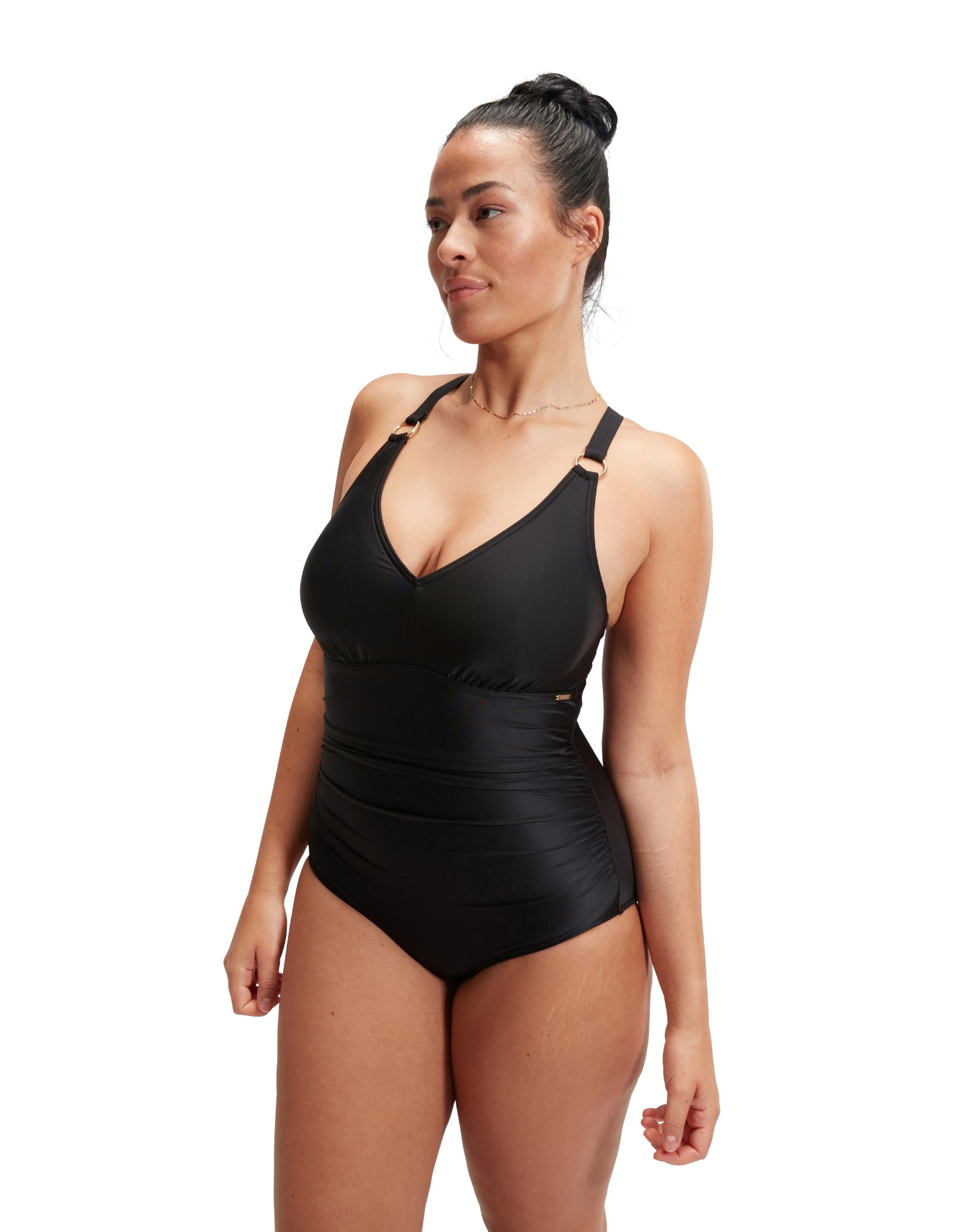 Sexy V-Neck Shaping One-Piece Swimsuit for Women - Slimming Black Bathing Suit - Perfect for Beach, Pool & Summer Vacations