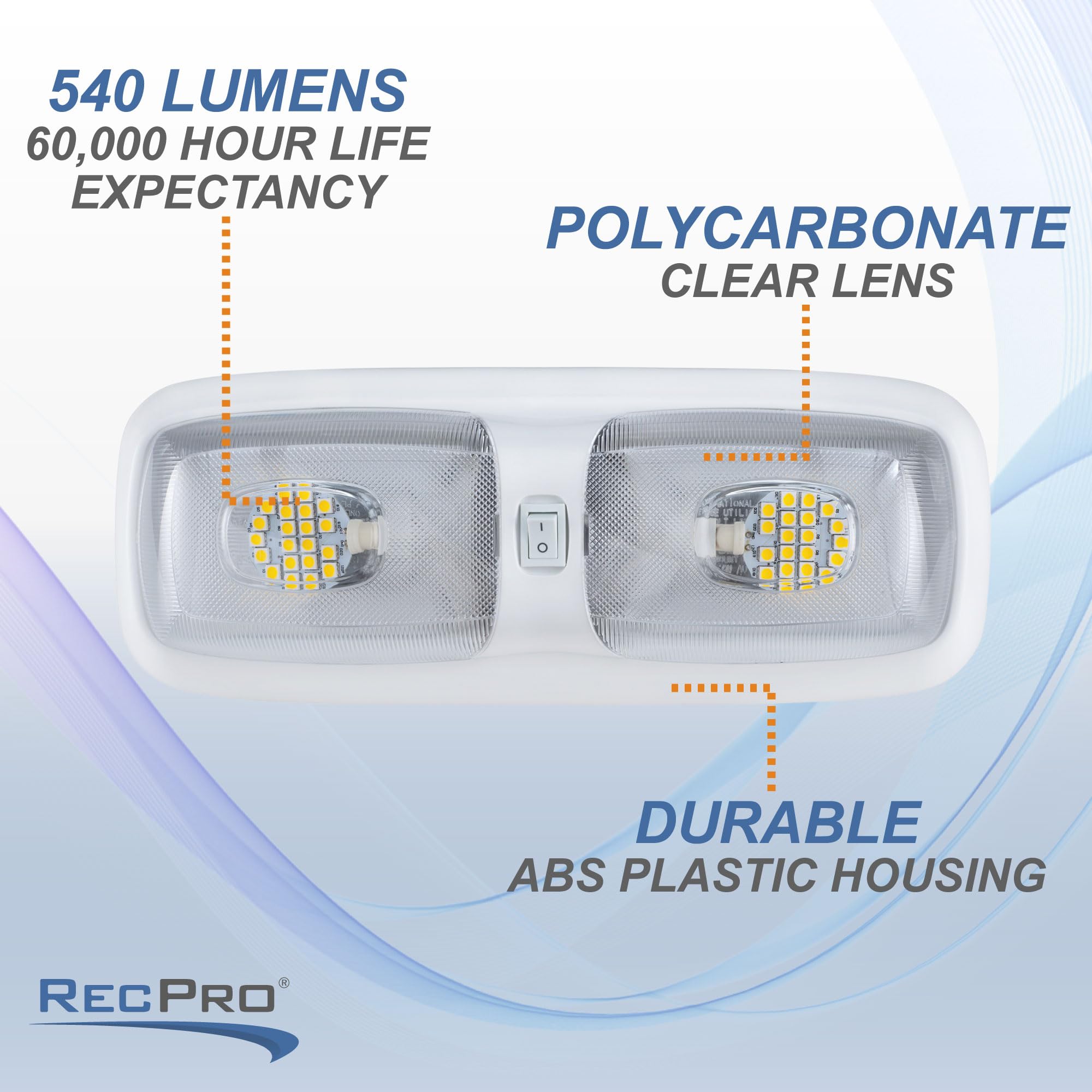12V RV LED Dome Light Fixture with Switch - 3200K Warm White Interior RV Lighting - Clear Lens & White Housing (10 Pack) - Perfect for RV, Camper, Trailer, and Van Interior Lighting Upgrades
