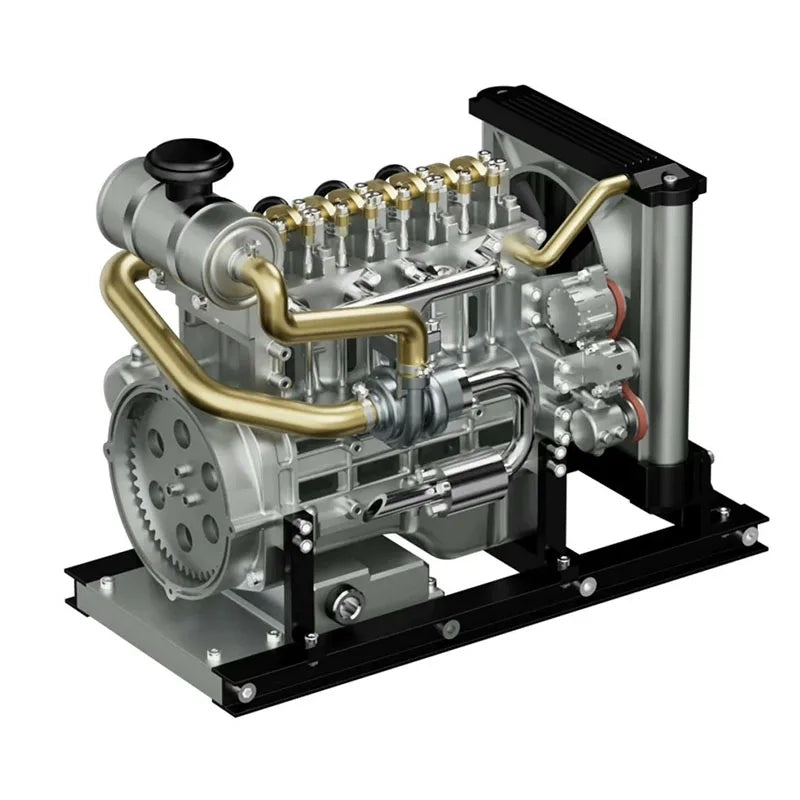 TEChing Mini 4-Cylinder Diesel Engine Model Kit - DIY Metal Mechanical Assembly for STEM Education, Collectors & Decorative Display - Perfect for Science Projects, Engineering Enthusiasts & Home Office Decor