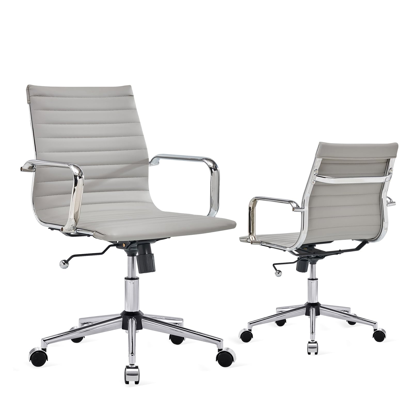 Ergonomic Grey Office Chair - High Back Leather Executive Desk Chair for Home & Conference Room - Comfortable Swivel Computer Chair for Work & Gaming (1pc) - Perfect for Long Hours at Home Office or Office Meetings