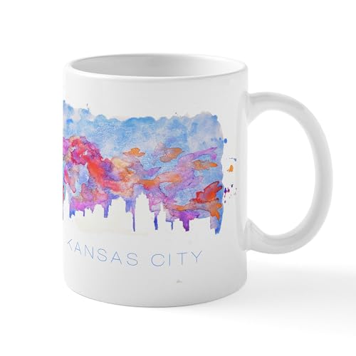 White - Kansas City Skyline Watercolor Mugs