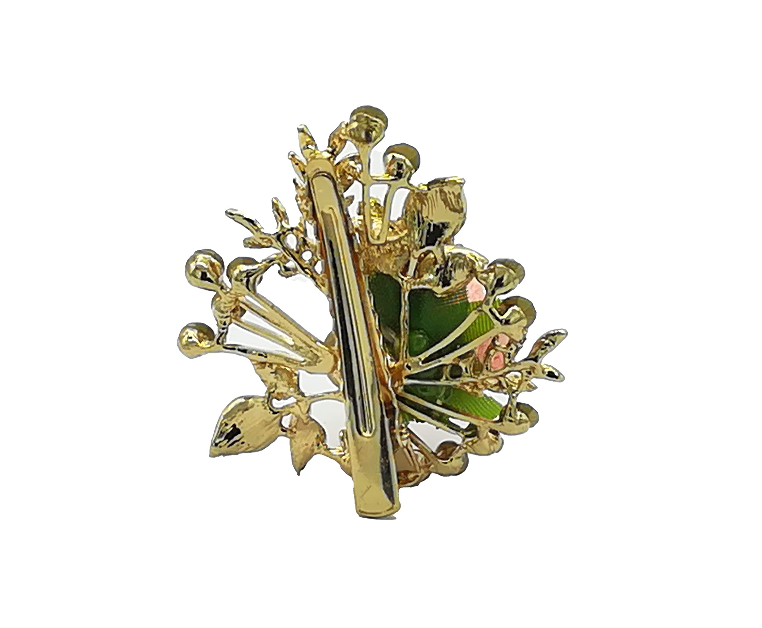Kanthan Rose Floral Stone Hair Clips for Women & Girls - Peach Blossom Hair Barrettes, Hair Ties & Hair Pins - Perfect for Weddings, Parties & Everyday Styling