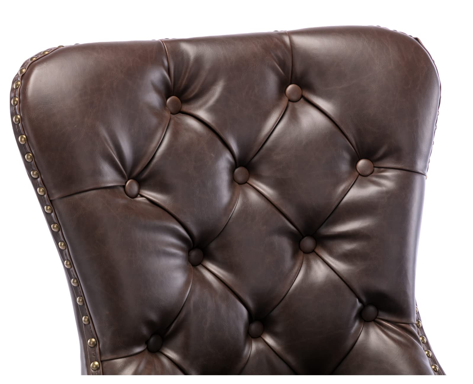 EALSON Mid Century Modern Dining Chairs Set of 2 - Leather Upholstered Kitchen Side Chairs with Wood Legs, Tufted Back & Nail Head Trim - Perfect for Dining Room, Living Room or Coffee Shop Decor