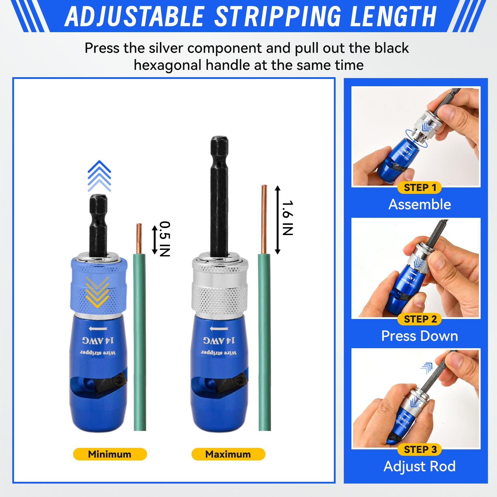 SNEZHANA Electric Wire Stripper for Drill - 14-12-10-8 AWG Wire Twister Tool | Professional Electrician Tool Attachment Set for Electrical Wire Stripping and Twisting | Perfect for Home Wiring, DIY Projects & Electrical Repairs