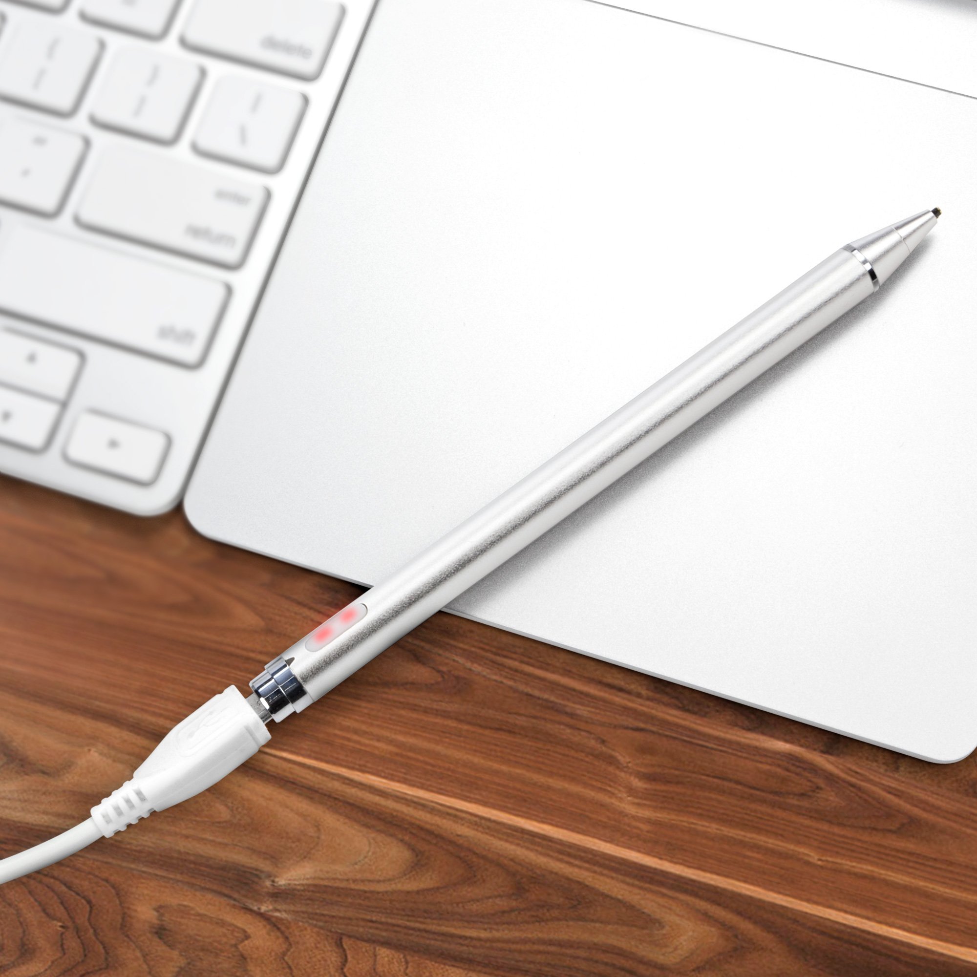 BoxWave AccuPoint Active Stylus Pen for Jitterbug Smart2 - Ultra Fine Tip Electronic Stylus (Metallic Silver) - Perfect for Seniors, Note Taking & Touchscreen Devices