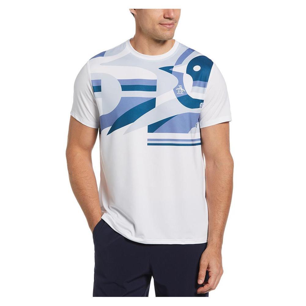 Men's Abstract Block Tennis Top - Bright White Athletic Shirt for Casual & Sports Wear | Perfect for Tennis, Gym & Everyday Outfits
