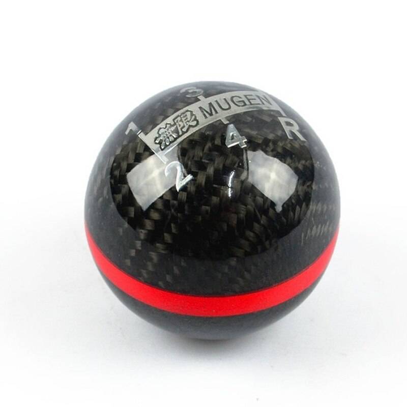 Premium Red Line Design Carbon Fiber Shift Knob - Mugen Style for Enhanced Grip & Performance | Perfect for Racing, Sports Cars & Manual Transmission Upgrades