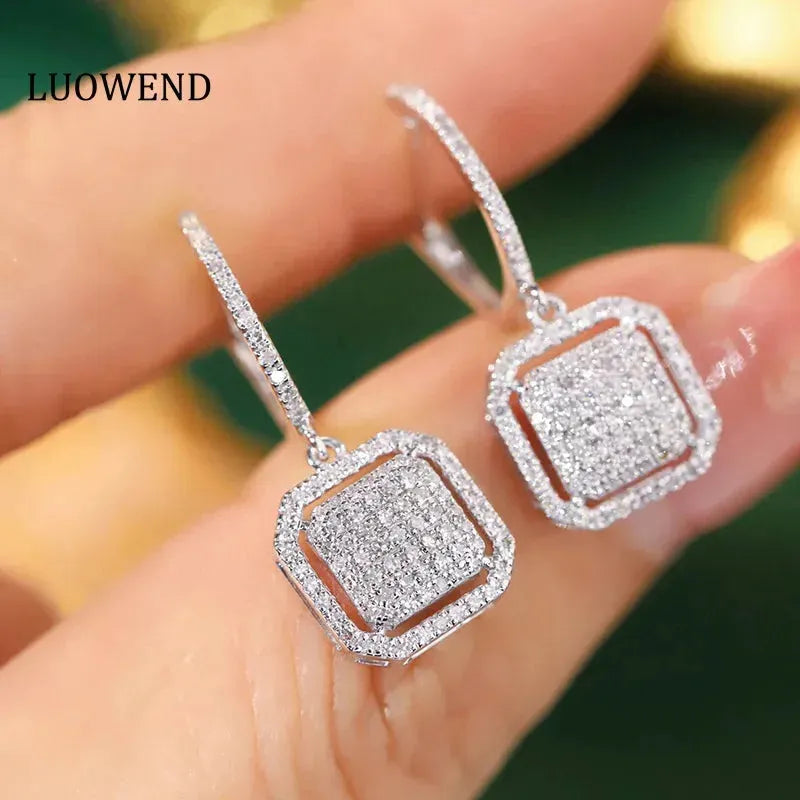 18K White Gold 0.50 Carat Natural Diamond Hoop Earrings for Women - Square Wedding Jewelry Set, Perfect for Bridal, Anniversary & Special Occasion Gifts