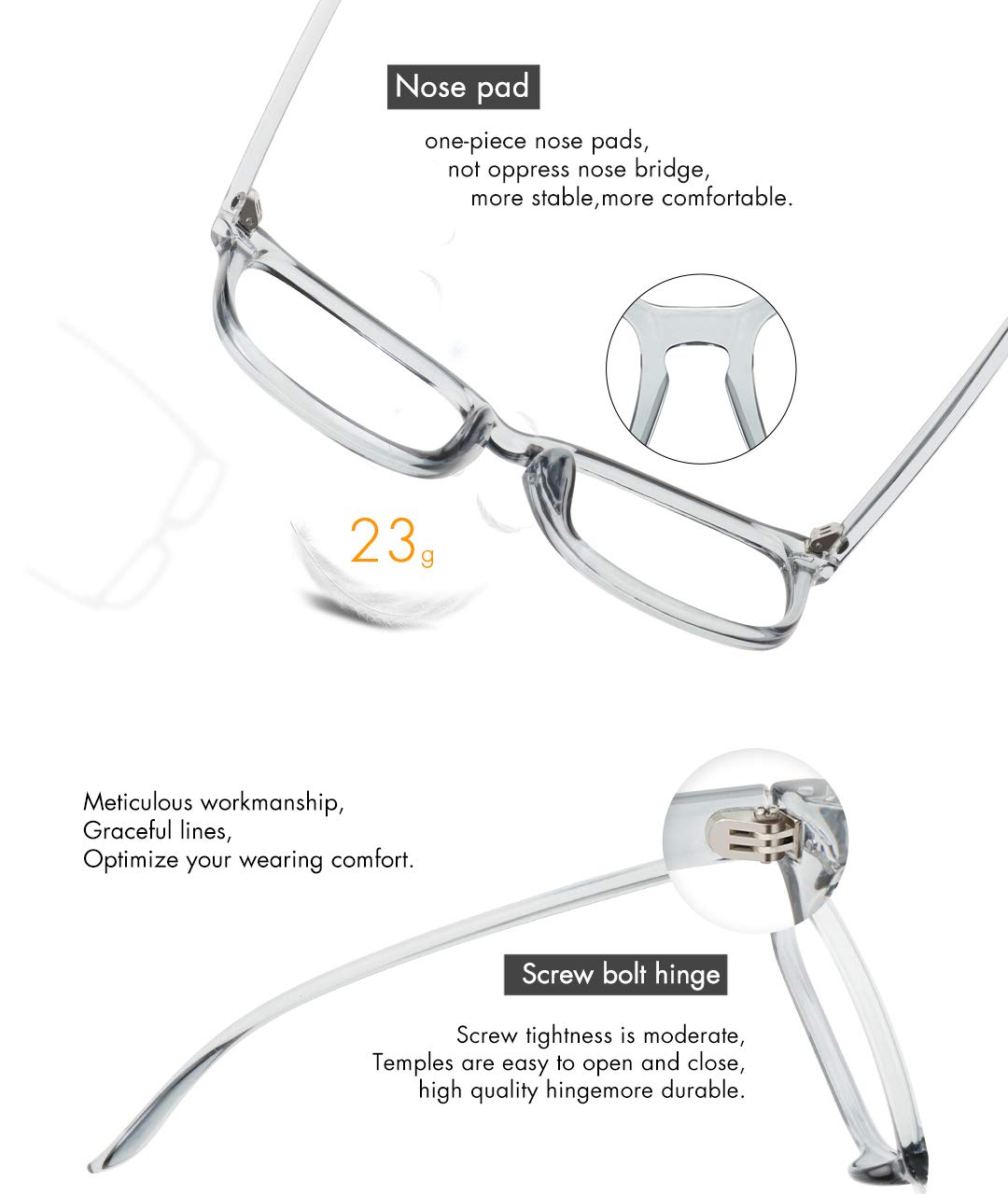 MEETSUN Blue Light Blocking Glasses for Women & Men - Anti Eye Strain & Headache Relief, UV400 Computer Glasses with Transparent Grey Frame (Better Sleep, Gaming & Office Work)