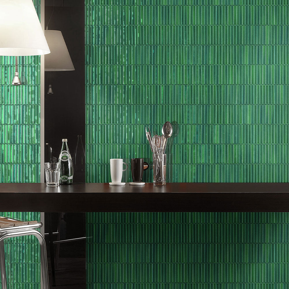 Daintree Forest Mixed Green Kit Kat Gloss Mosaic Tile - Premium Ceramic Wall & Floor Tiles for Kitchen Backsplash, Bathroom, and Shower Decor