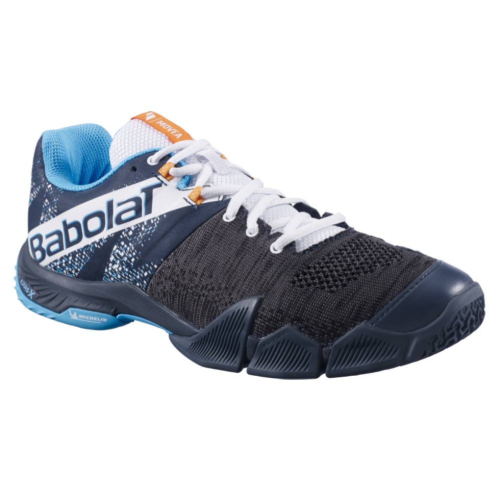 Babolat Movea Men's Padel Tennis Shoes - Lightweight & Breathable Grey/Blue Sports Shoes for Indoor & Outdoor Court Play