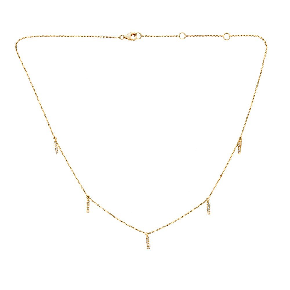 14KT Gold .15 CTW Diamond Dangle Bar Necklace for Women - Elegant Layering Jewelry Gift for Anniversary, Valentine's Day & Special Occasions