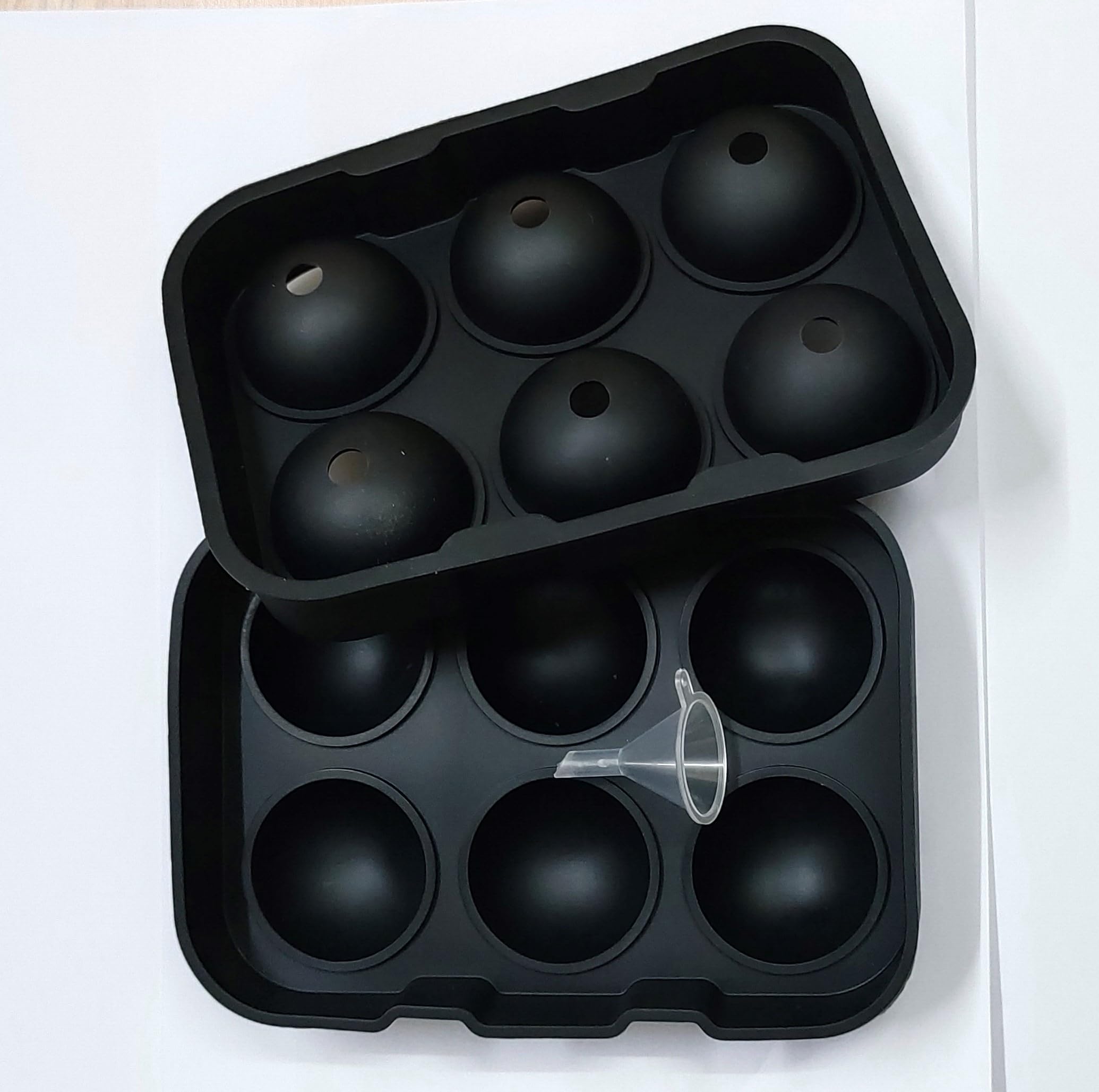 Premium Silicone 6-Cavity Giant Ice Ball Maker Mold - Whiskey & Cocktail Ice Sphere Tray for Bars, Home Entertaining, Bourbon & Scotch Enthusiasts (Black Round Design, BPA-Free) - Perfect for Chilling Drinks Without Diluting Flavor