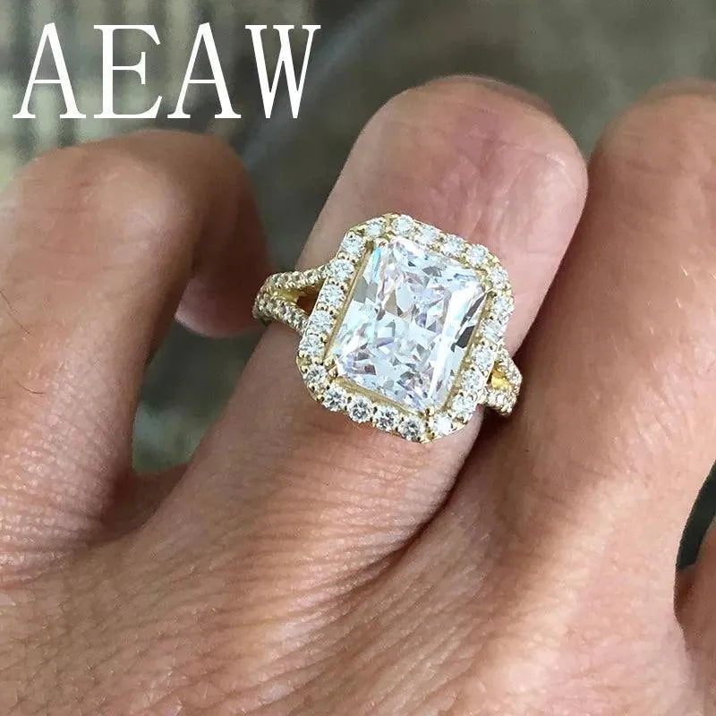 4.5ctw 10x8mm Radiant Cut Moissanite Engagement Ring in 14K Yellow Gold - AEAW Fine Jewelry for Women | Wedding, Proposal, Anniversary Gift Idea