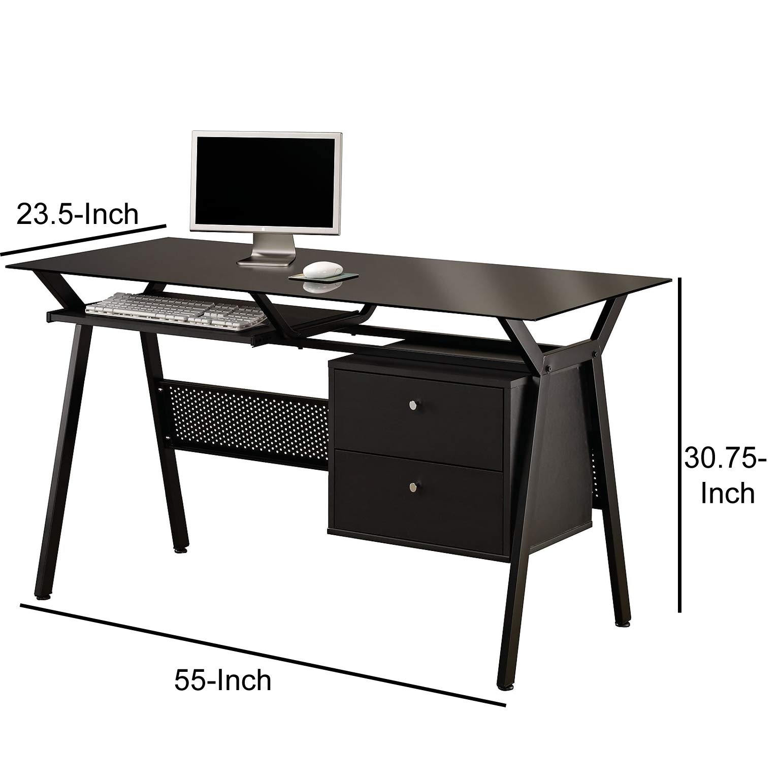 Premium Black Office Desk by Benzara - Modern & Durable Workstation for Home & Business Use - Perfect for Small Spaces, Remote Work & Office Setup